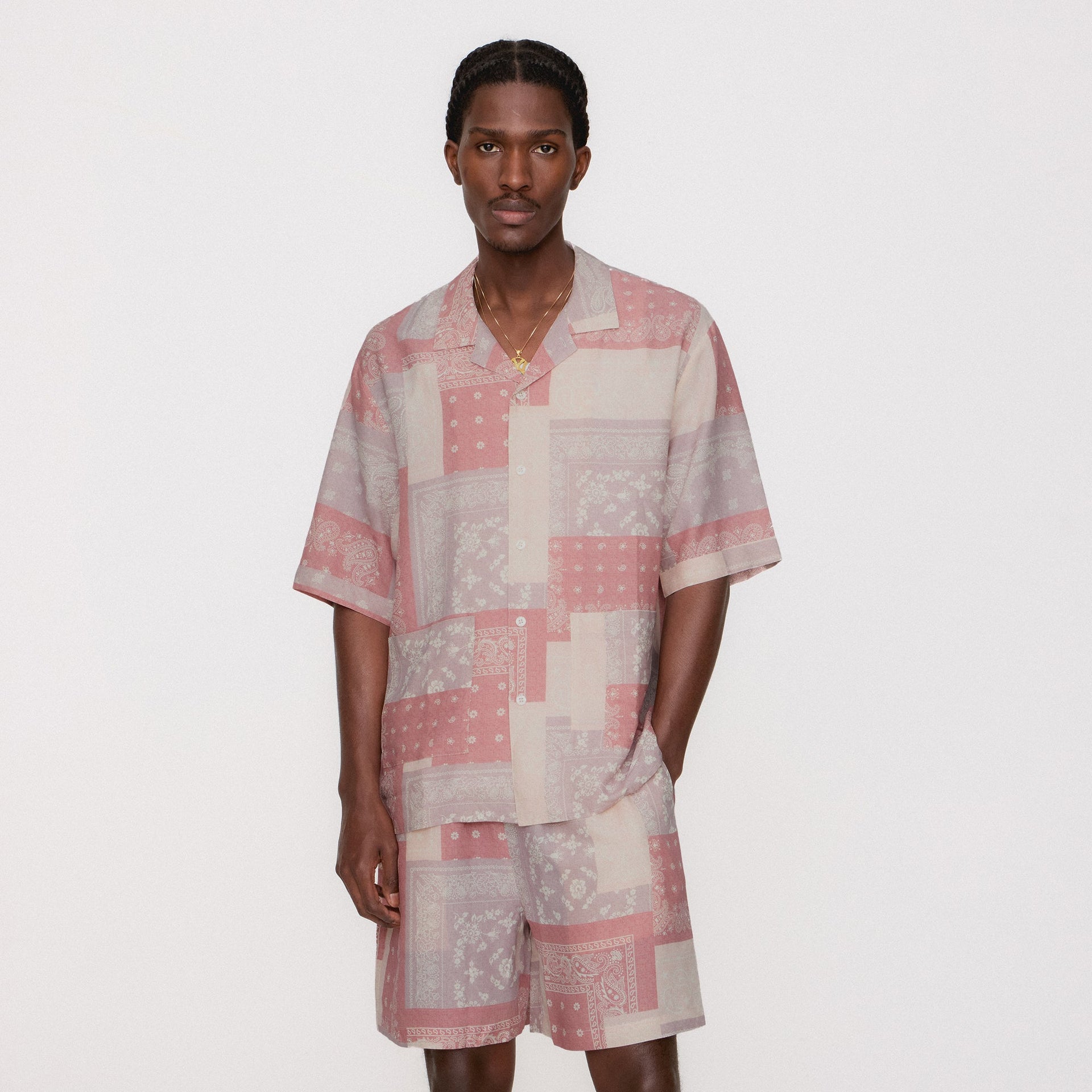 Kith Silk Lyocell Bandana Reade Shirt - Pink Opal