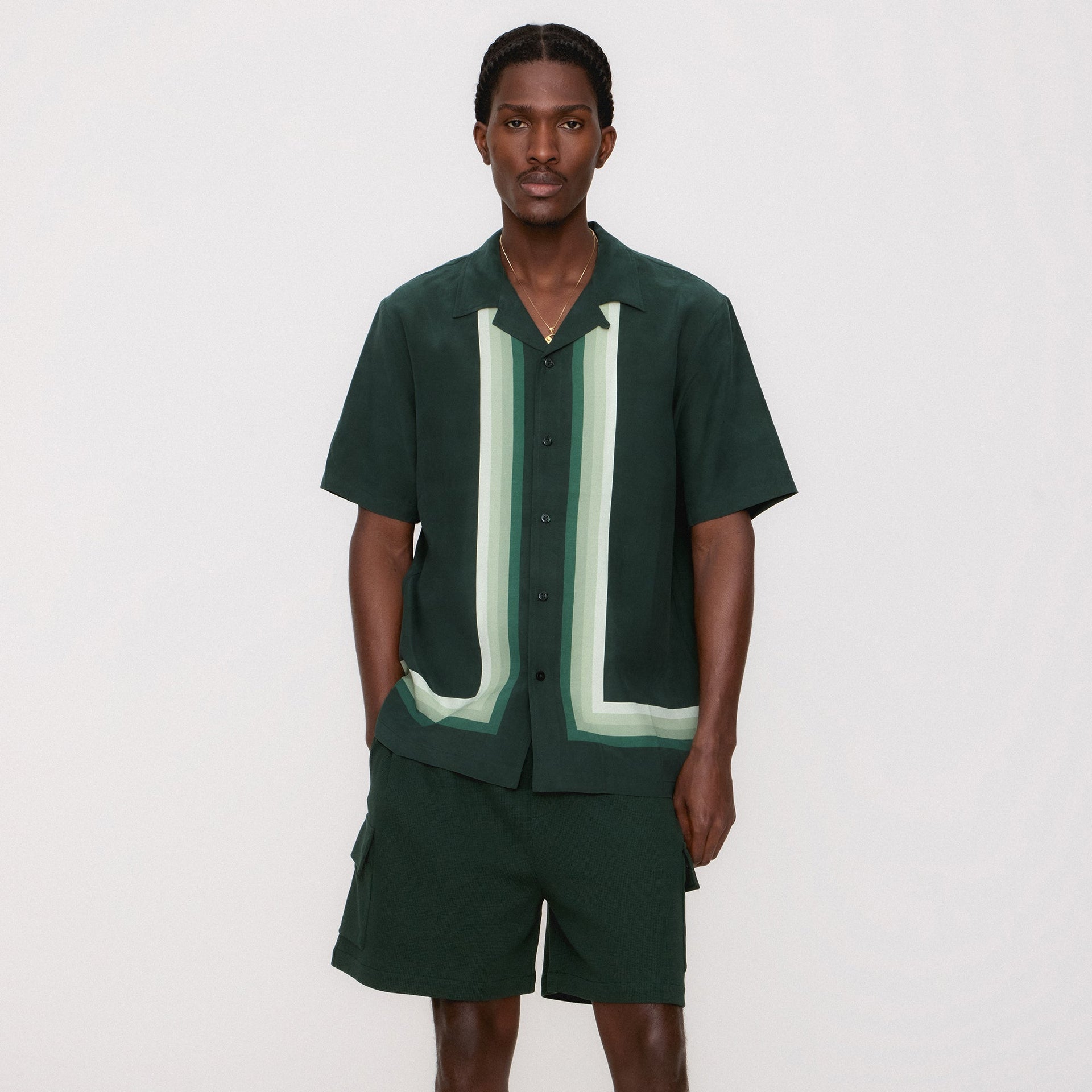Kith Border Stripe Thompson Camp Collar Shirt - Stadium