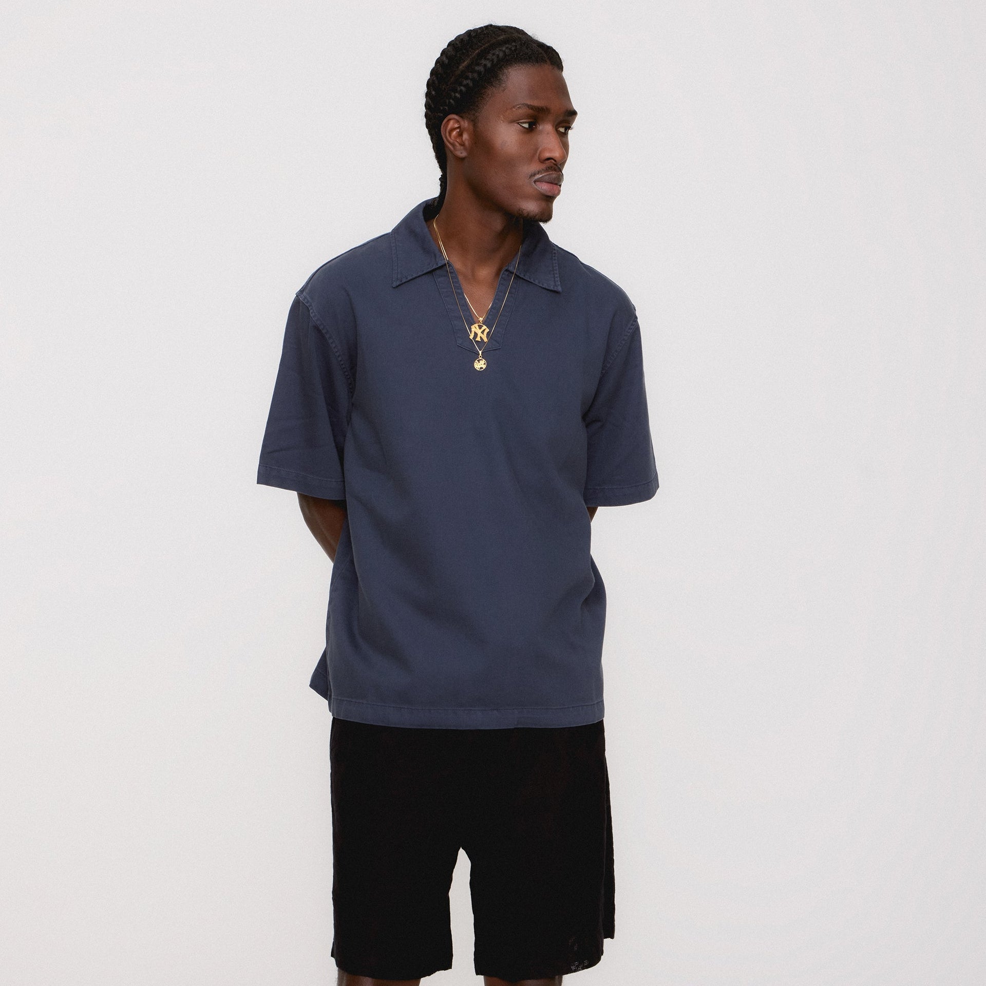 Kith Washed Denim Short Sleeve Glen Pullover - Nocturnal