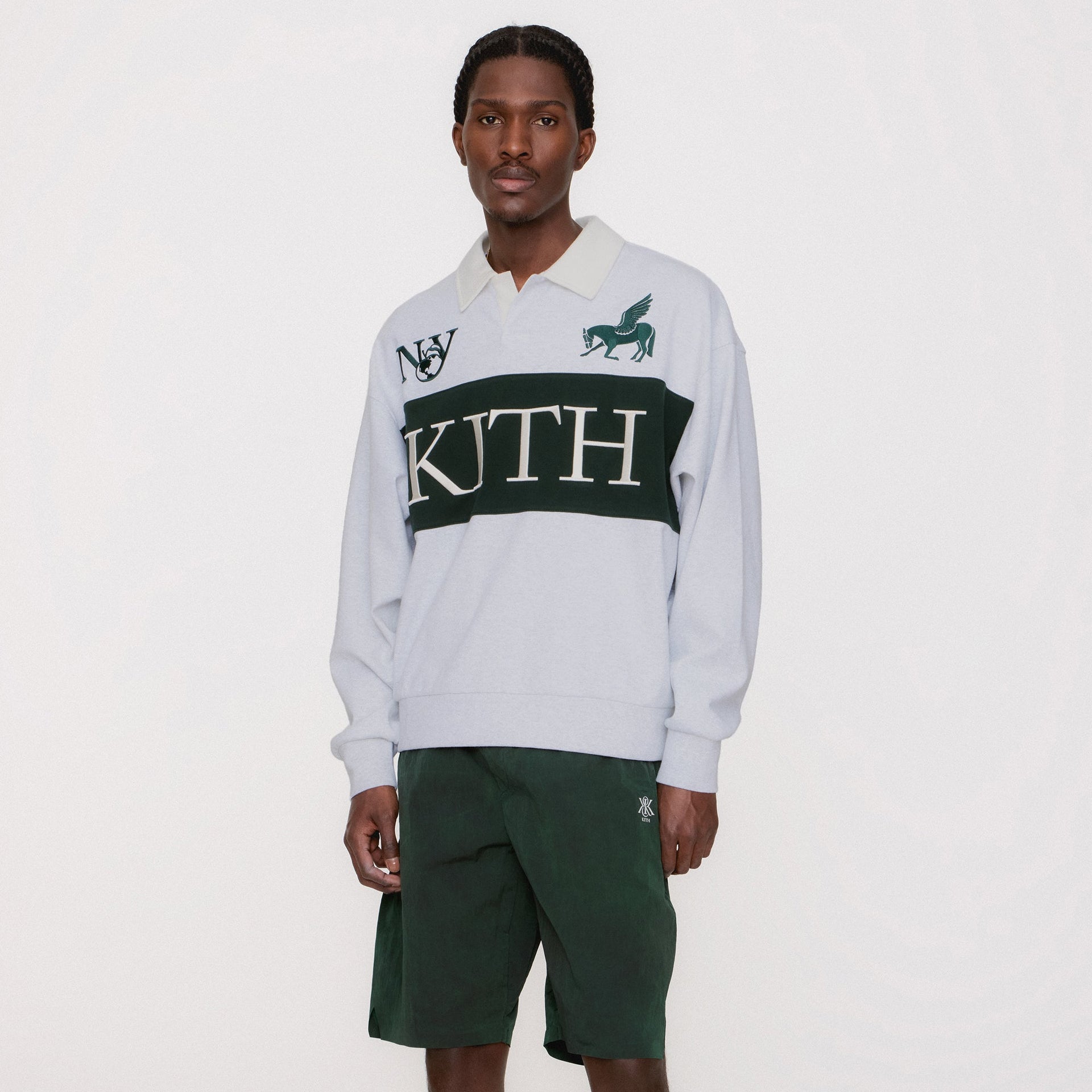 Kith Rugby Nelson Collared Pullover - Light Heather Grey