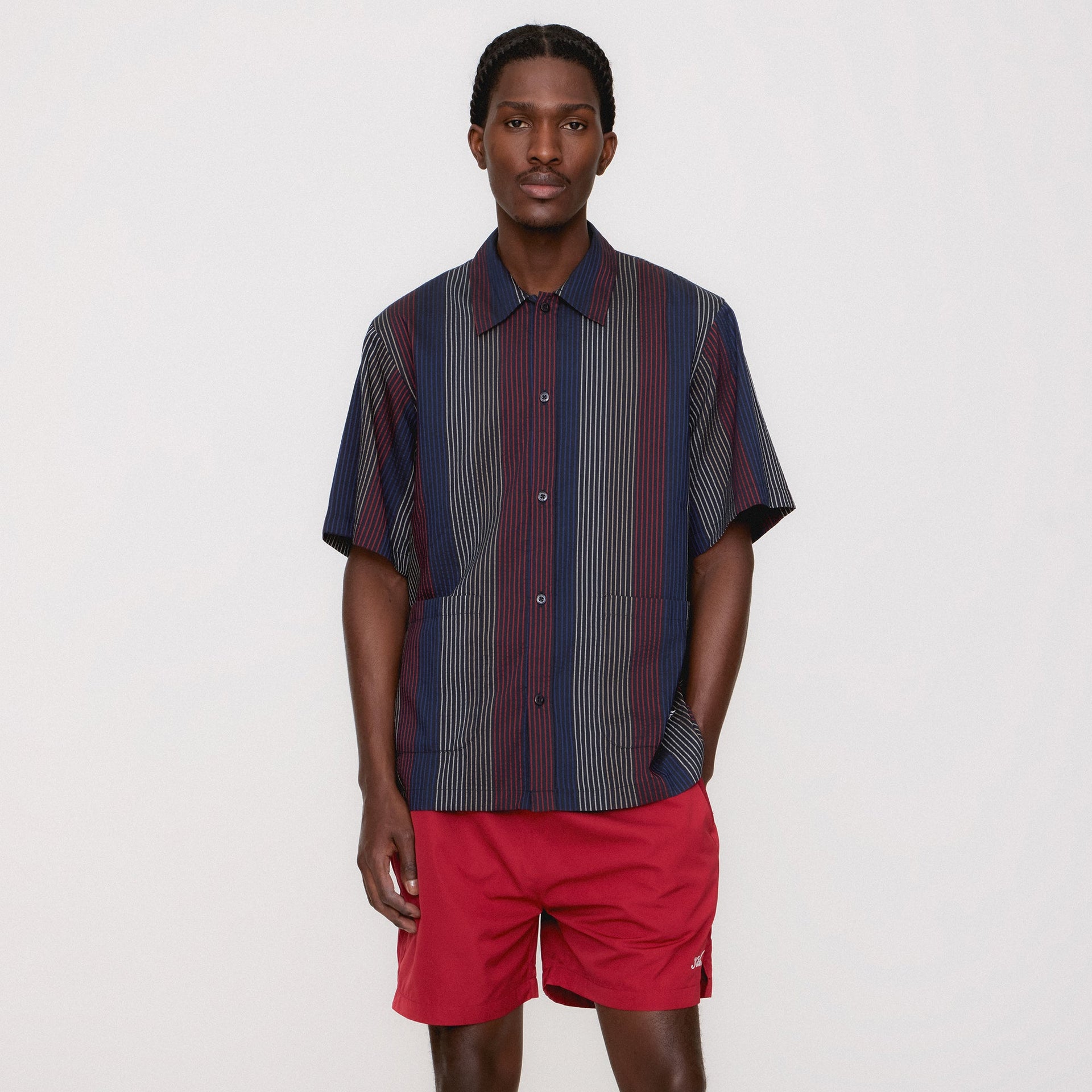 Kith Seersucker Boxy Collared Overshirt - Nocturnal
