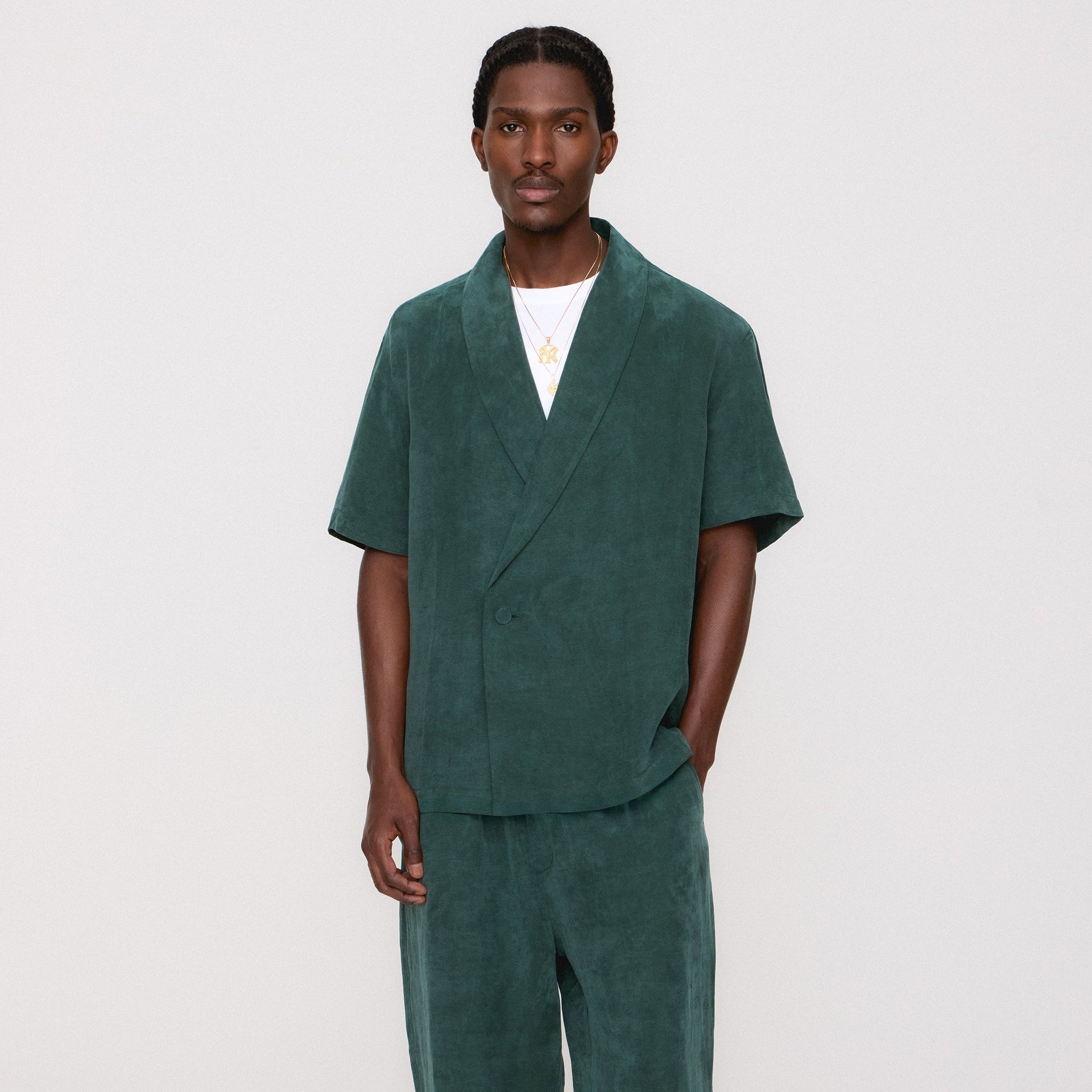 Kith Cupro Linen Short Sleeve Thompson Crossover Shirt - Stadium PH