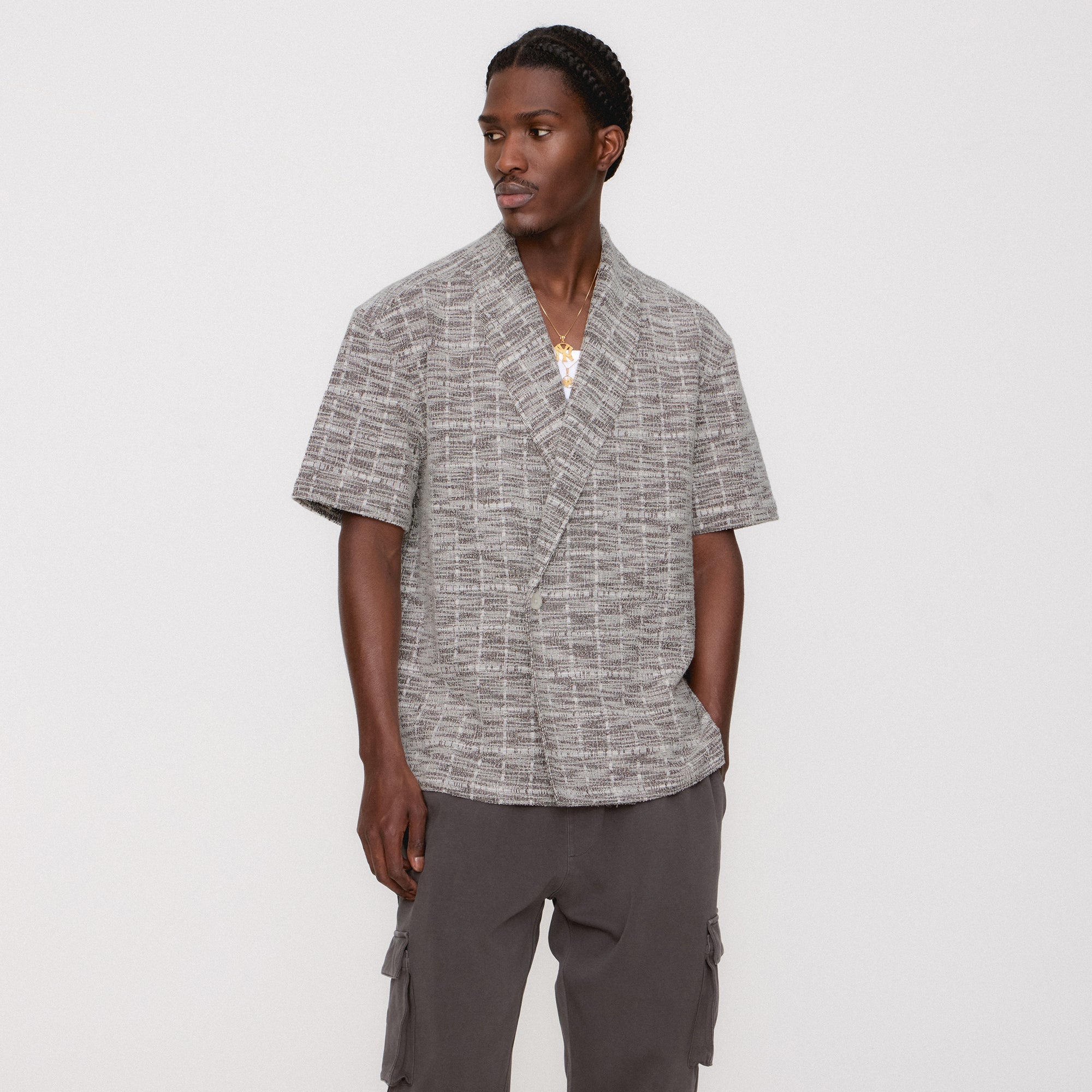 Kith Tweed Short Sleeve Thompson Crossover Shirt - Kindling