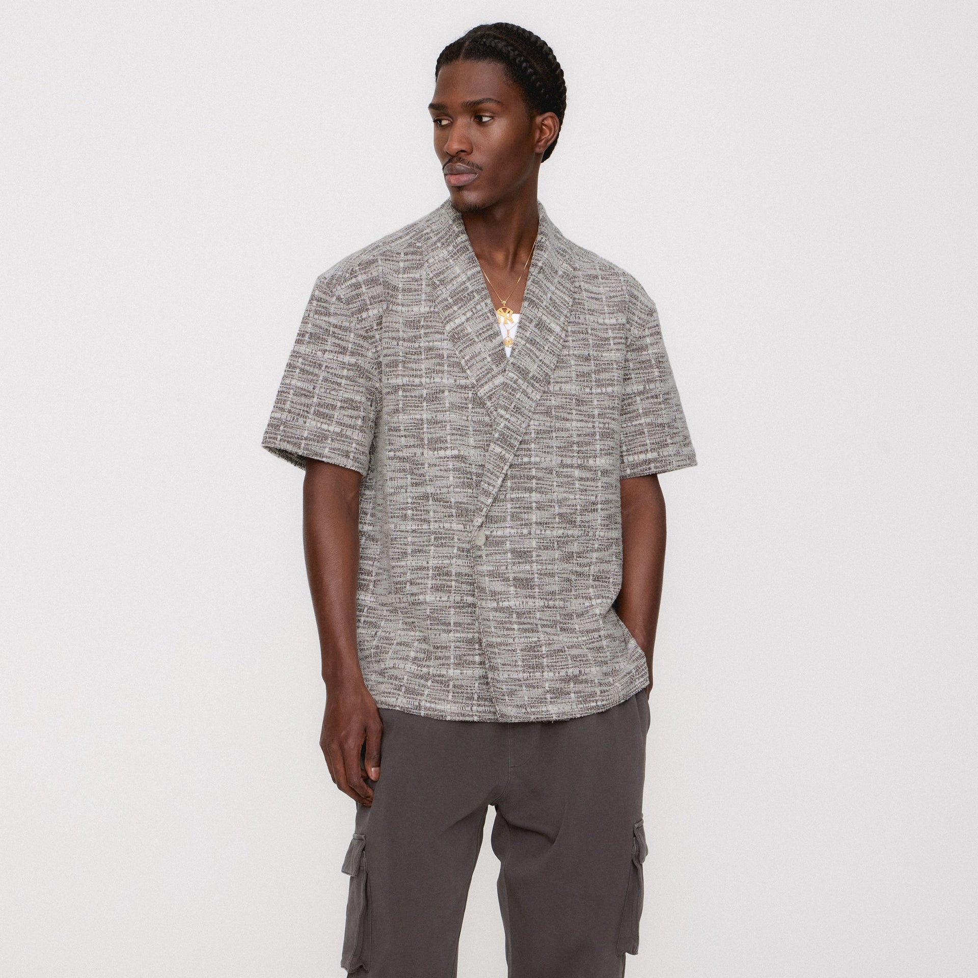 Kith Tweed Short Sleeve Thompson Crossover Shirt - Kindling