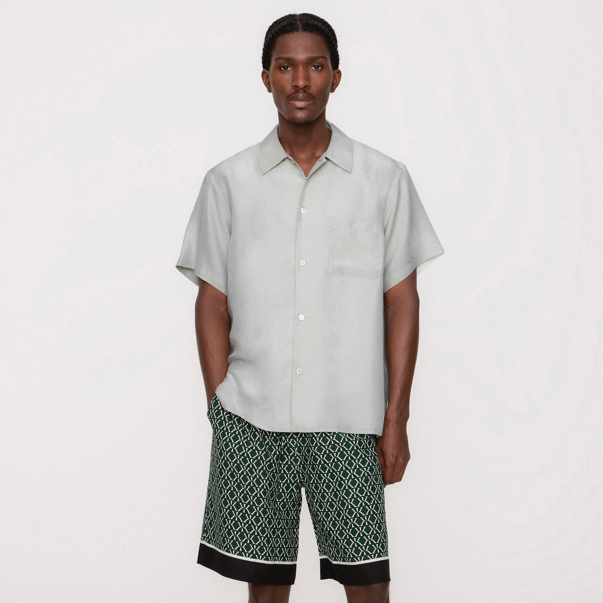 &Kin Silk Habotai Beckham Buttondown - Palais