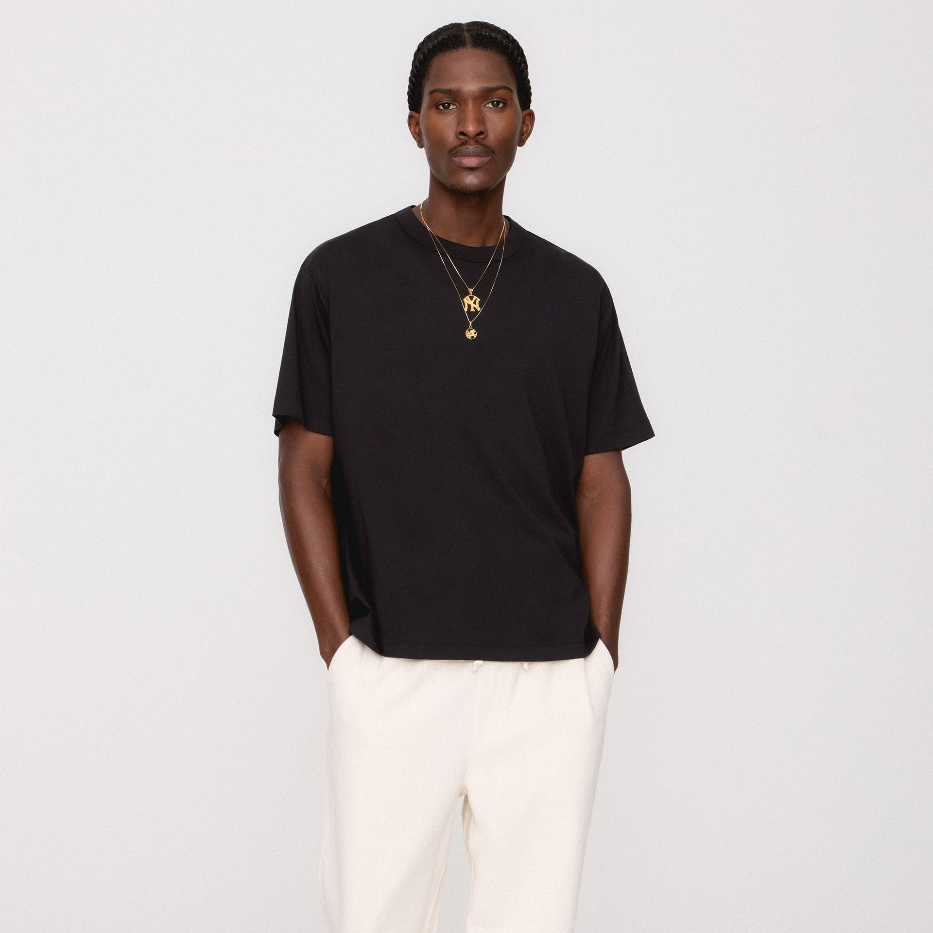 &Kin Pima Jersey Alex Boxy Tee - Black PH