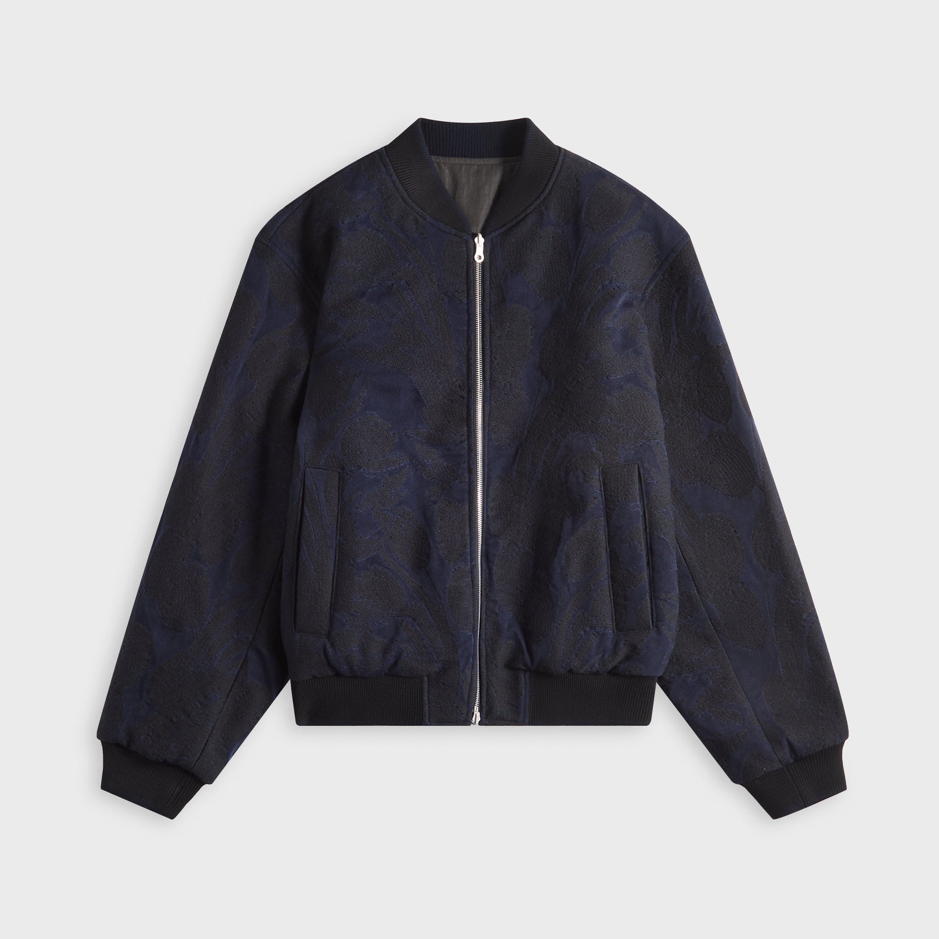 Dries Van Noten Frayed Edge Jacquard Wool Jacket - Navy