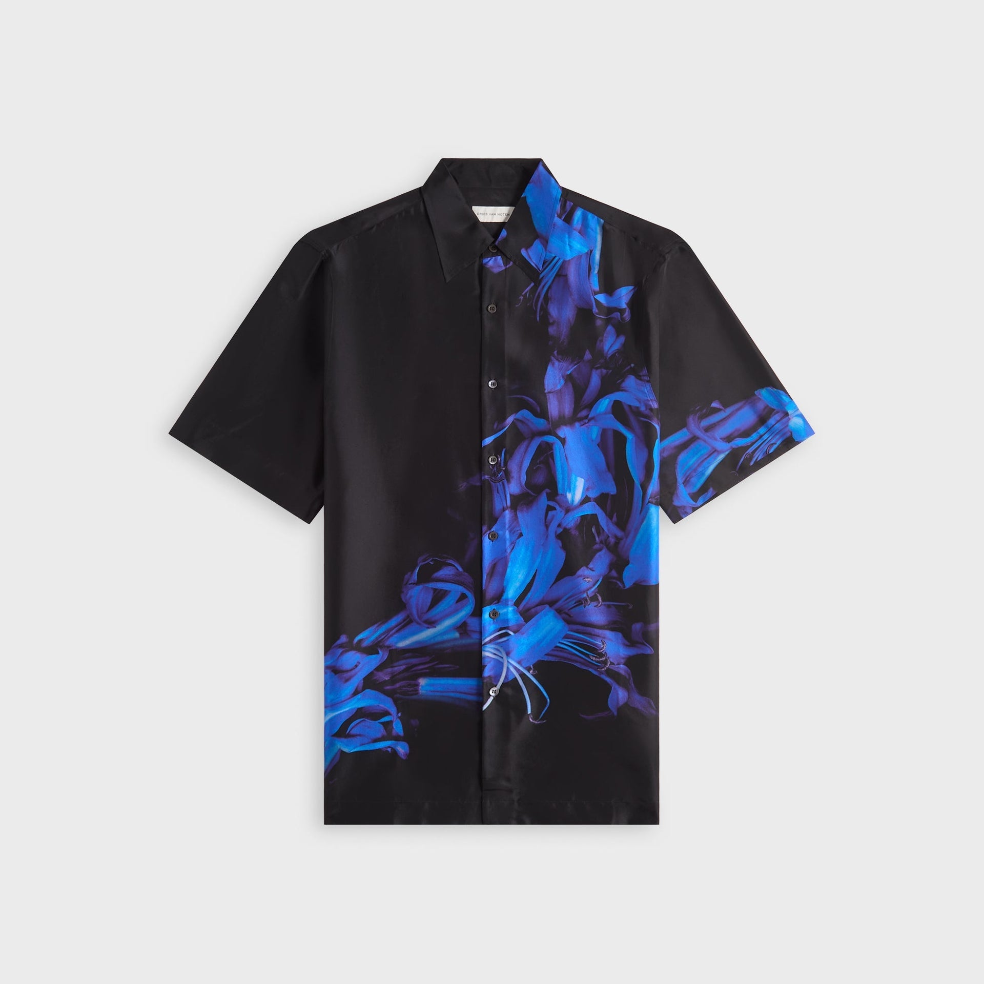 Dries Van Noten Nerine Placed Print Silk Habotai Shirt - Black