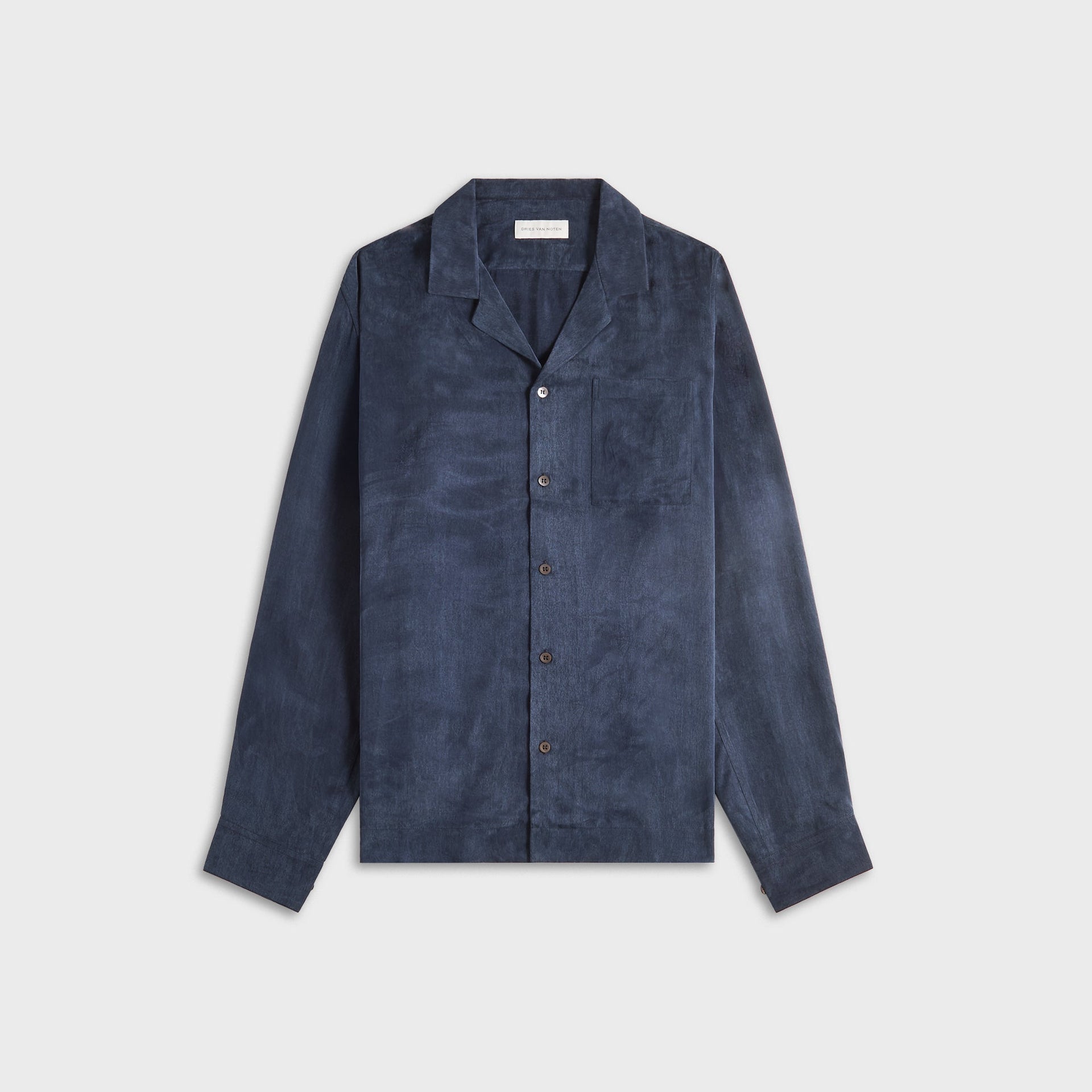 Dries Van Noten Sand Washed Cupro Shirt - Navy