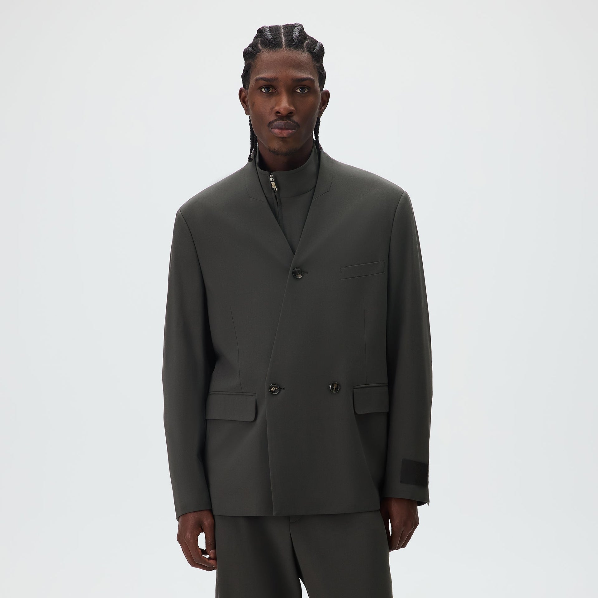 Giorgio Armani & Kith &Kin Milano Crepe Collarless Jacket - Dark Ash - PH