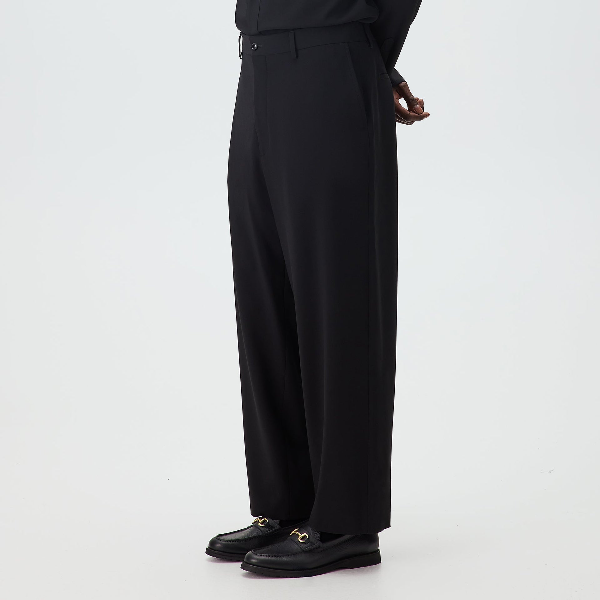 Giorgio Armani & Kith &Kin Milano Crepe Flat Front Trouser - Black - PH
