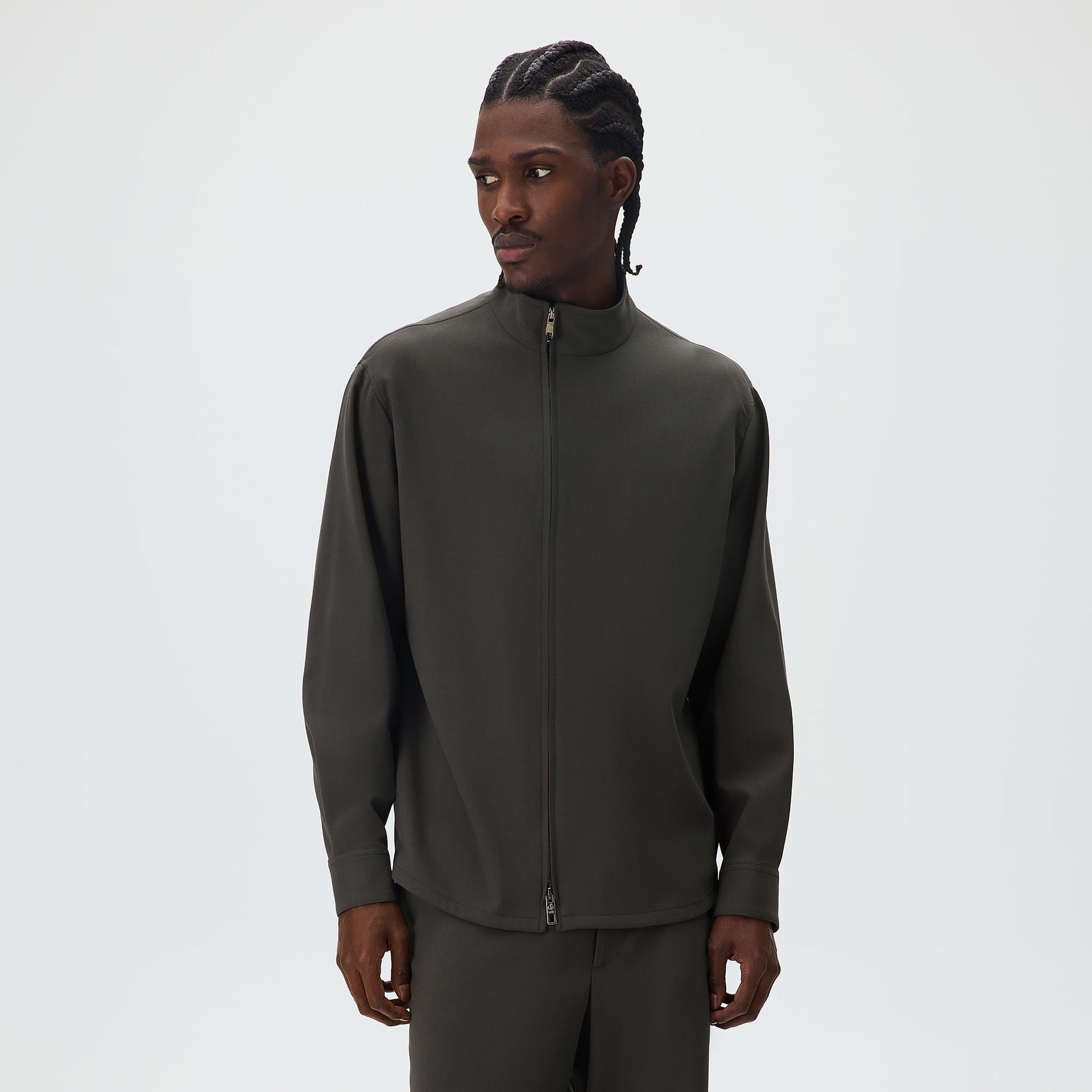 Giorgio Armani & Kith &Kin Asymmetrical Zip Front Shirt - Dark Ash - PH