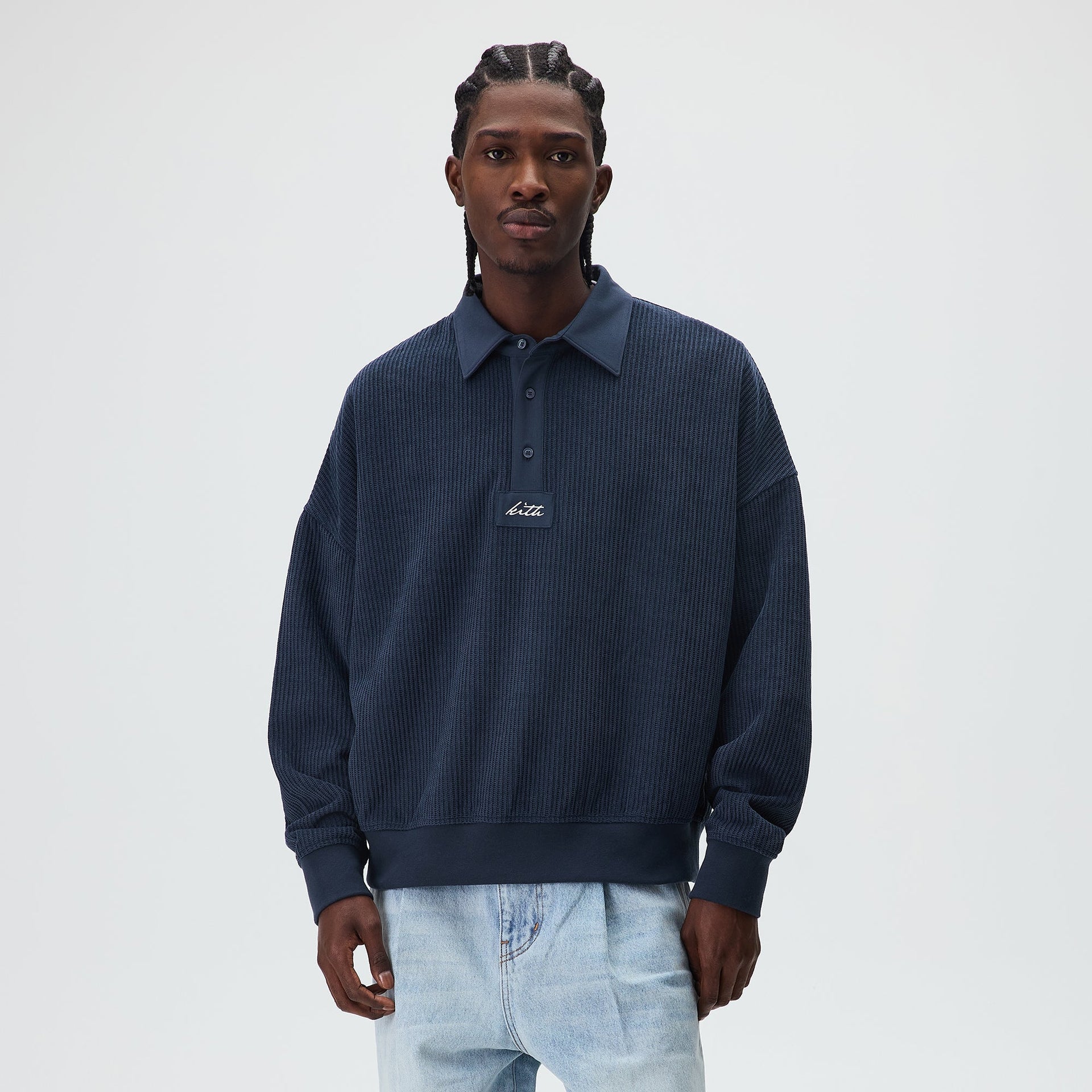 Kith Rib Stitch Ronin Henley Sweater - Mystery - PH