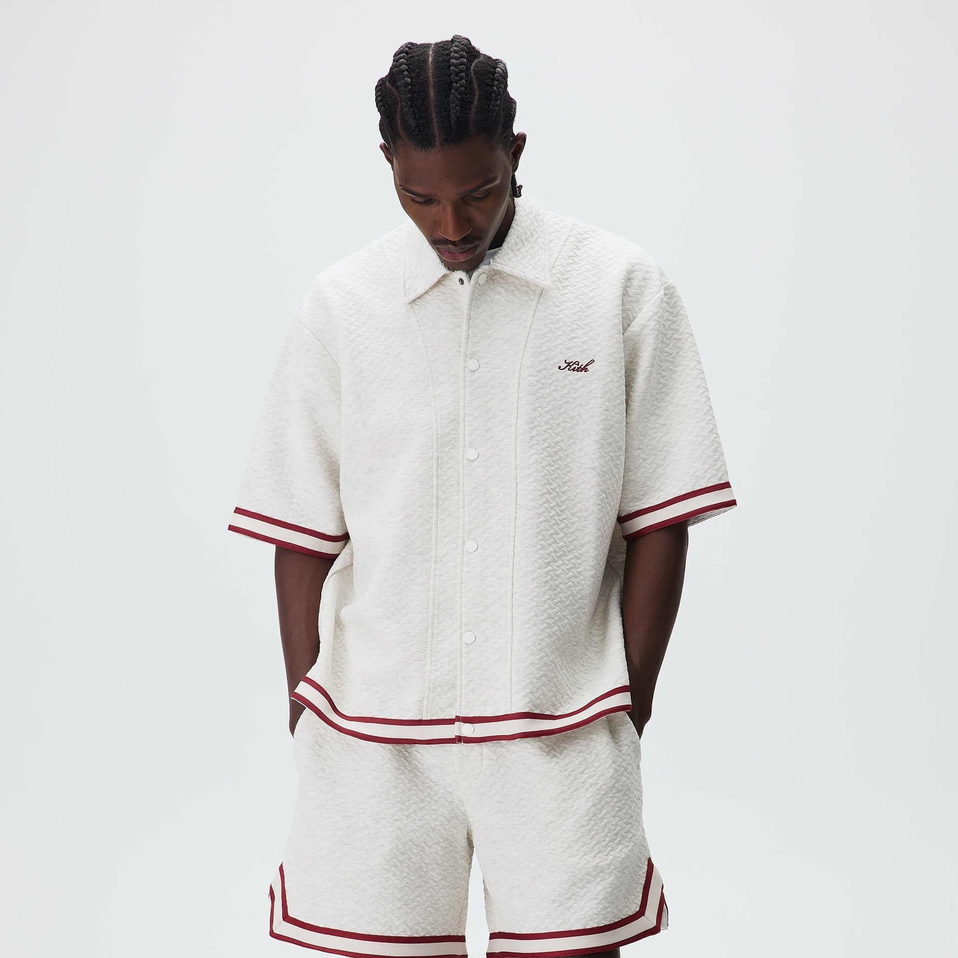 Kith Tessellation Interlock Woodpoint Shirt - Light Heather Grey