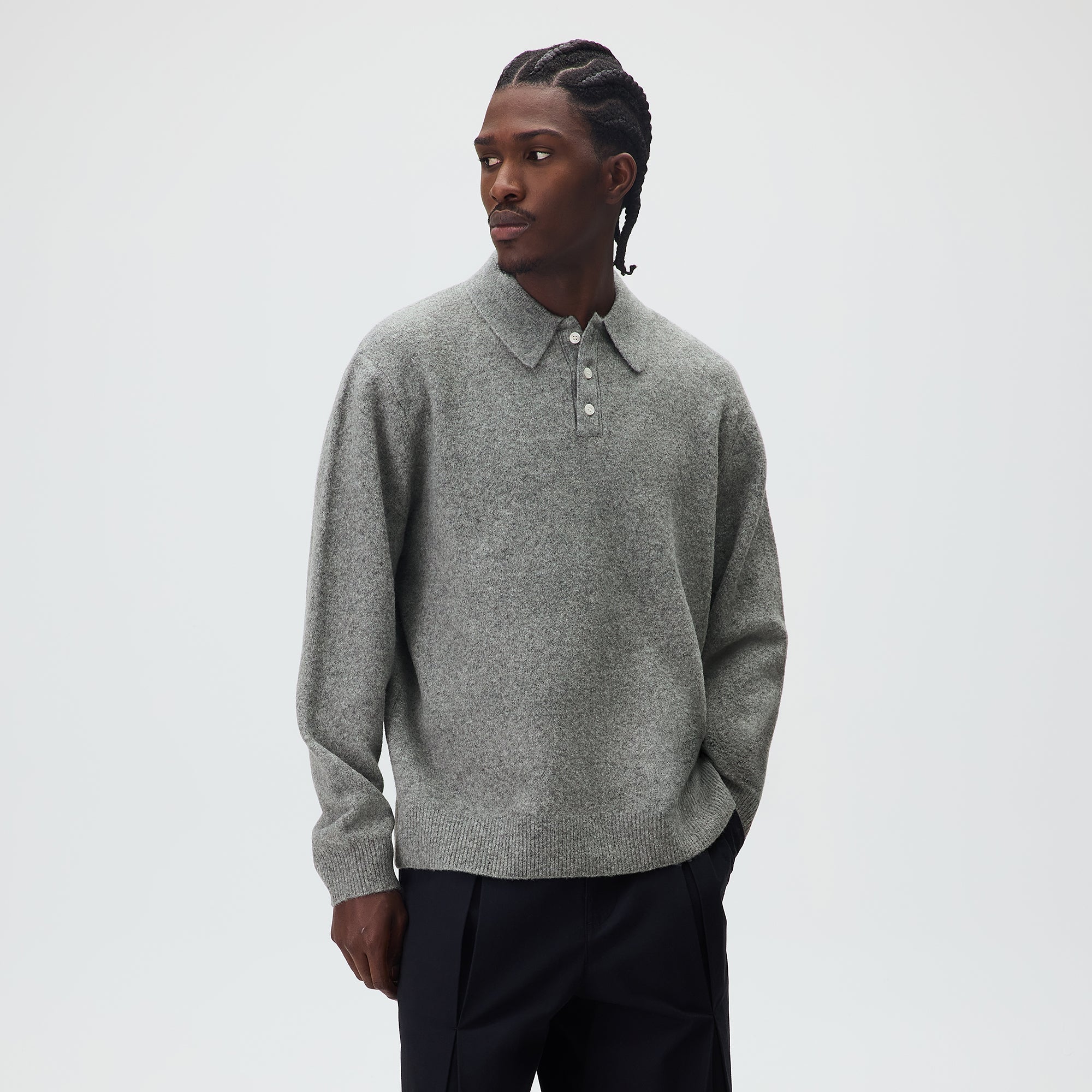 Kith ハイネックハーフスリーブポロシャツ L ライトグレー Kith Marled Harmon Rugby Pullover - Mid Heather Grey – Kith Europe