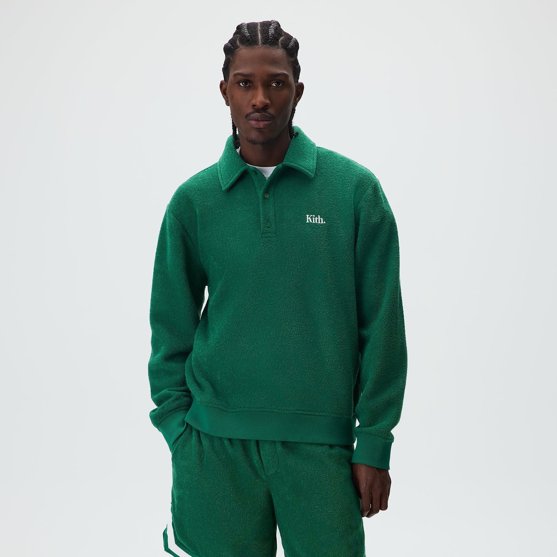Kith Towel Boucle Long Sleeve Drew Polo - Newt - PH