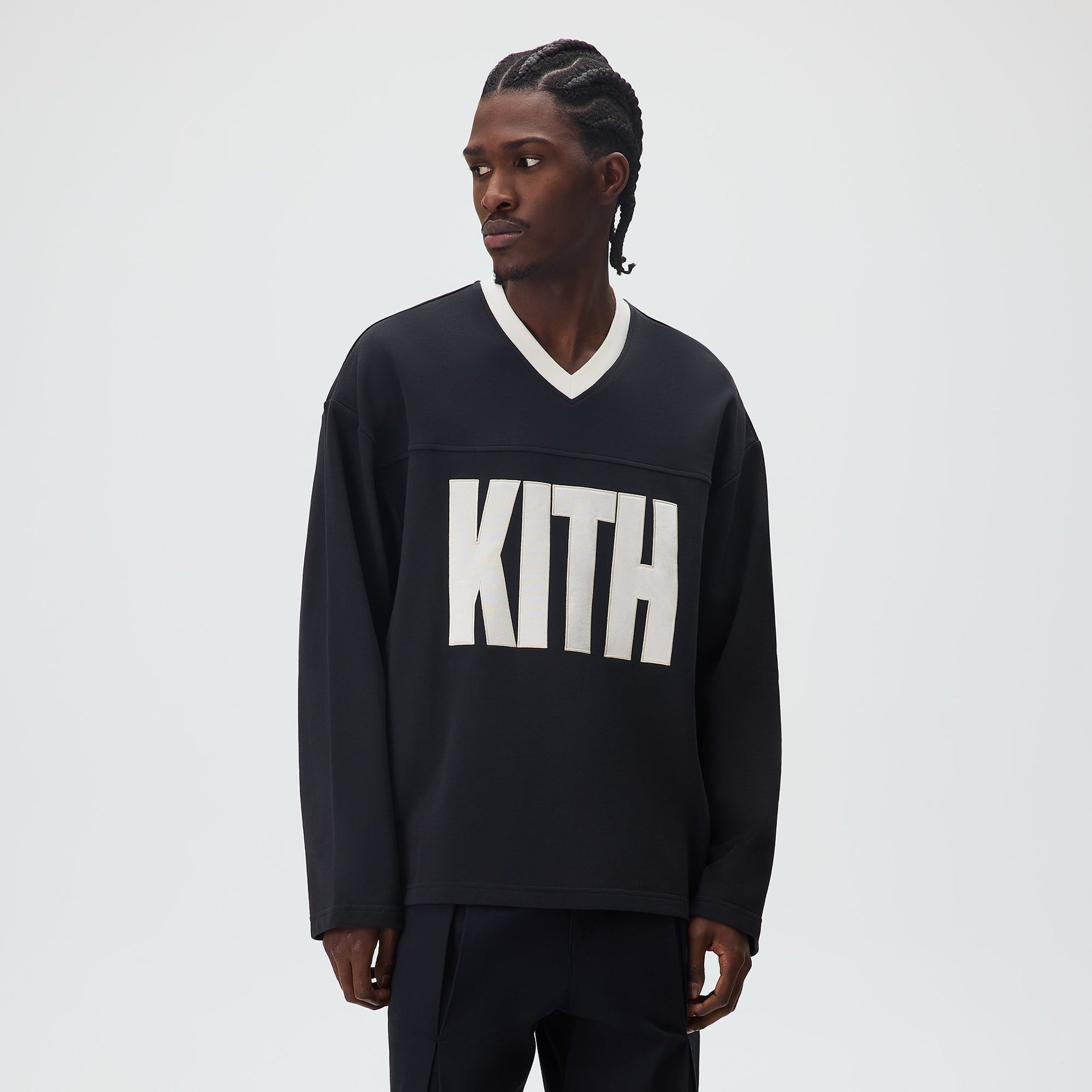 Kith Compact Fleece Long Sleeve Julien Jersey - Black - PH