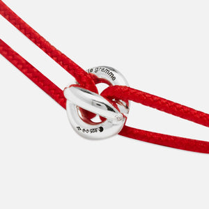 Le Gramme 1g Black Cord Entrelacs Bracelet - Red / Silver