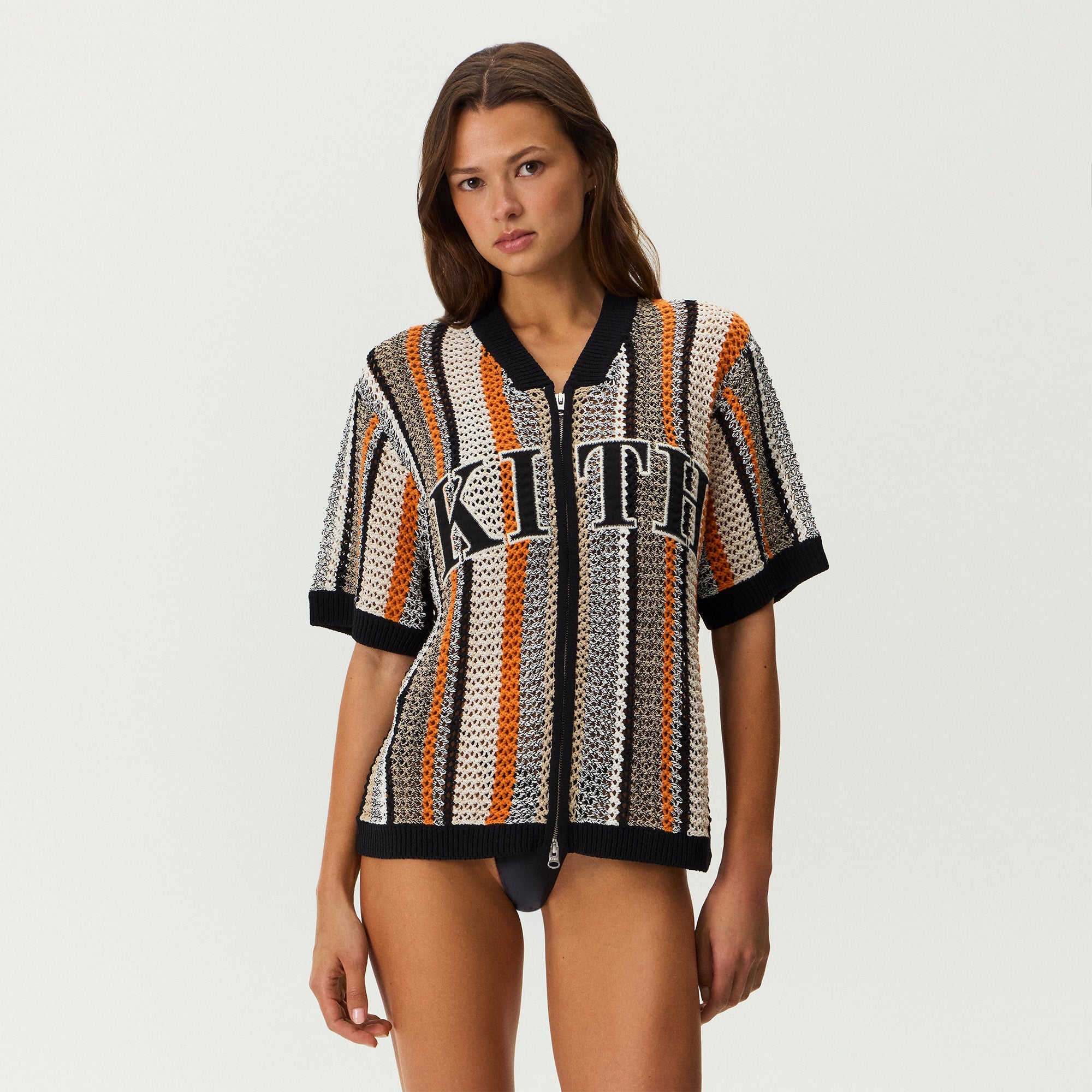 KITH KHM033427 シャドウストライプ スキッパー ポロシャツ L Kith Women Spencer III Crochet Zip Up Jersey - Ink – Kith Europe