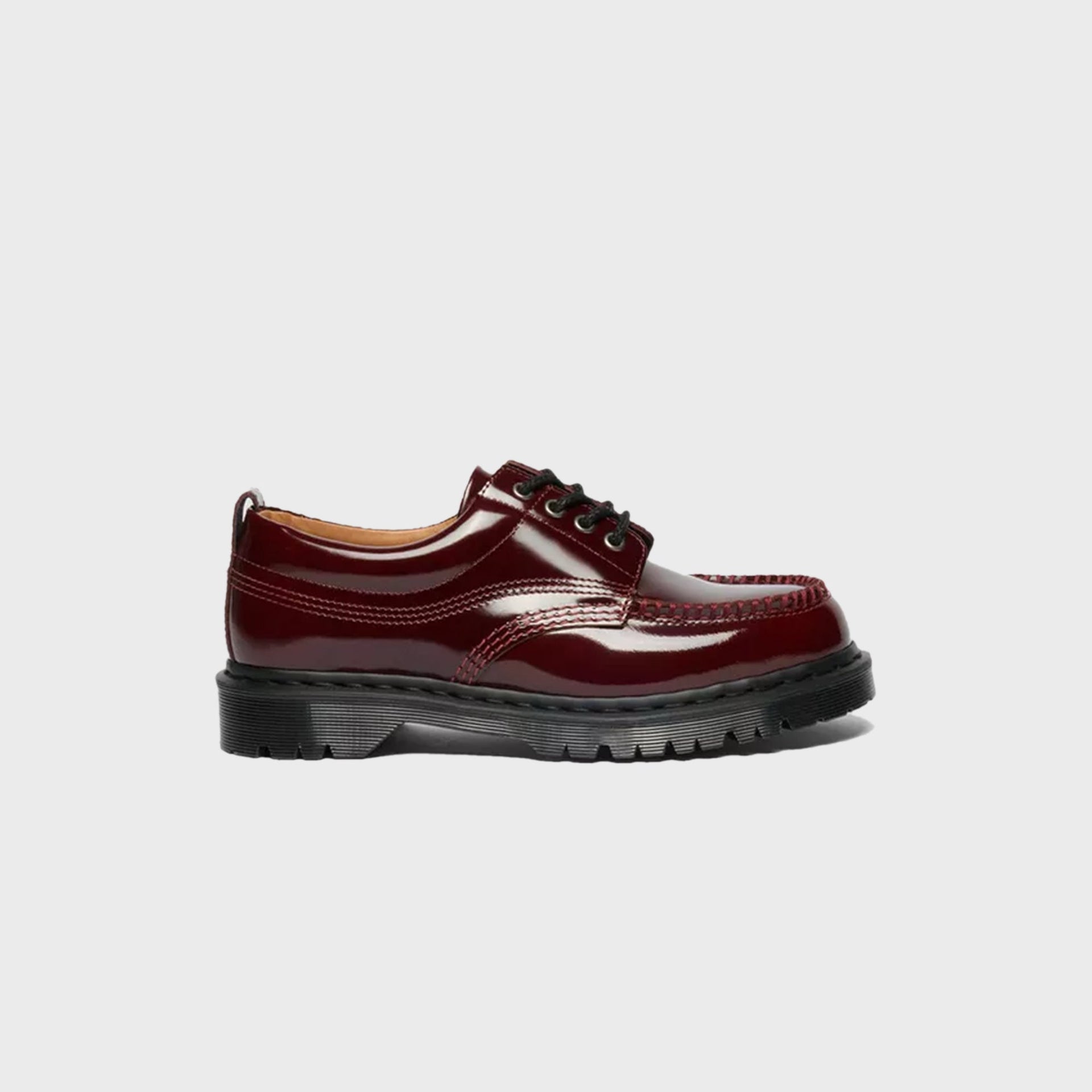 Dr. Martens Laquered Leather Moc Toe Lowell - Cherry Red