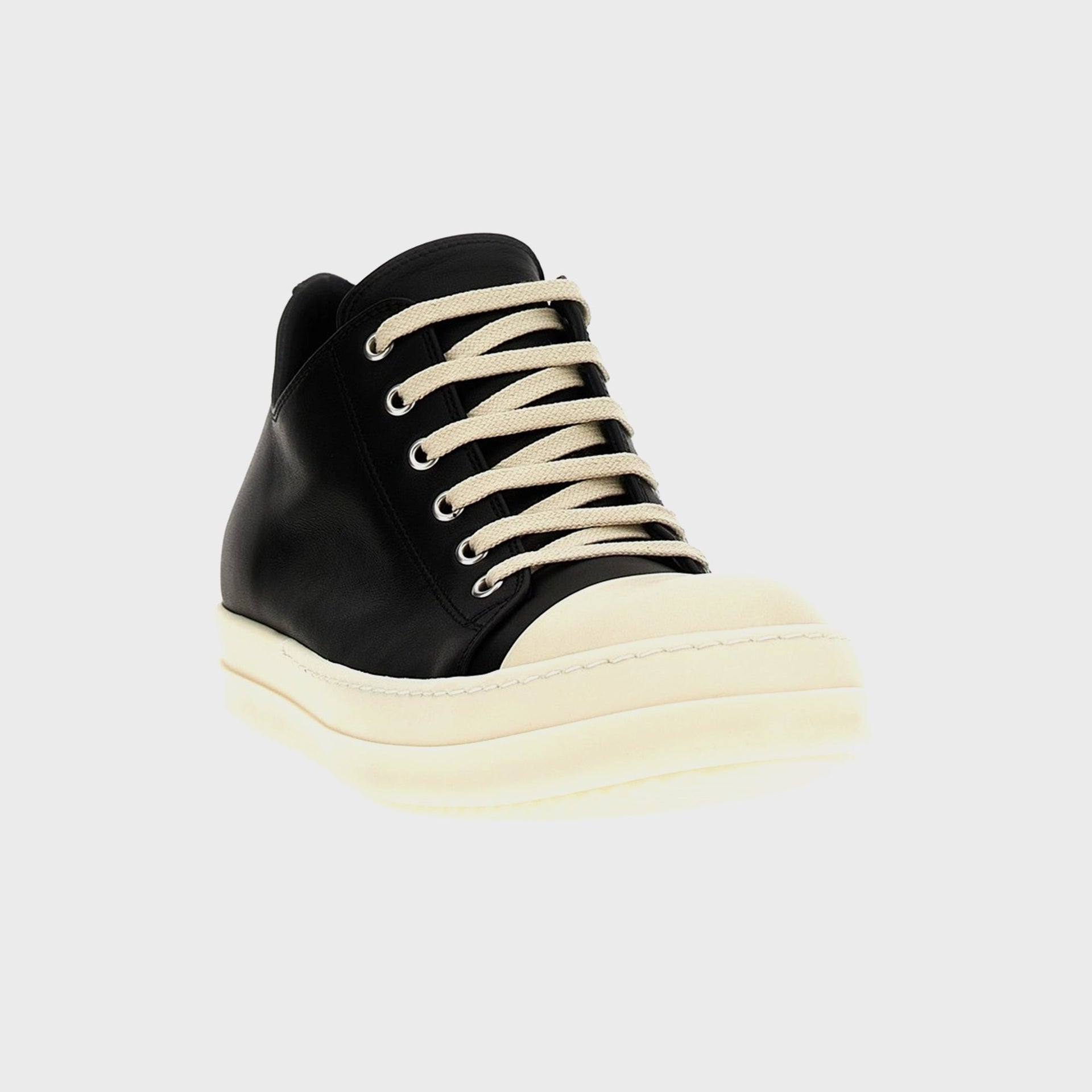 Rick Owens Scarpe Pelle Low Sneaks - Black / Milk / Milk