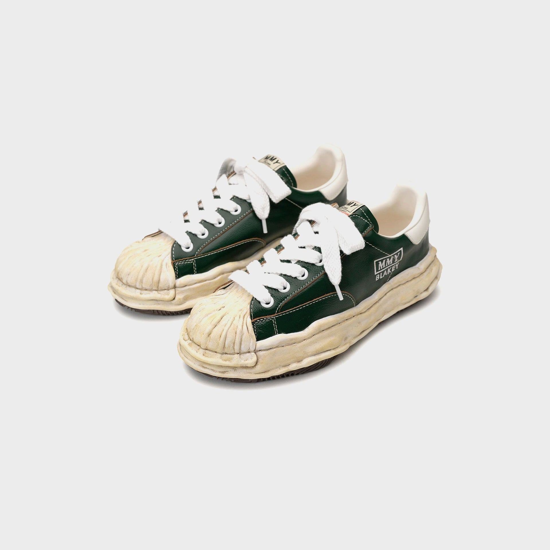 Mihara Yasuhiro Blakey Original Sole Wrinkled Leather Low Top Sneaker - Green