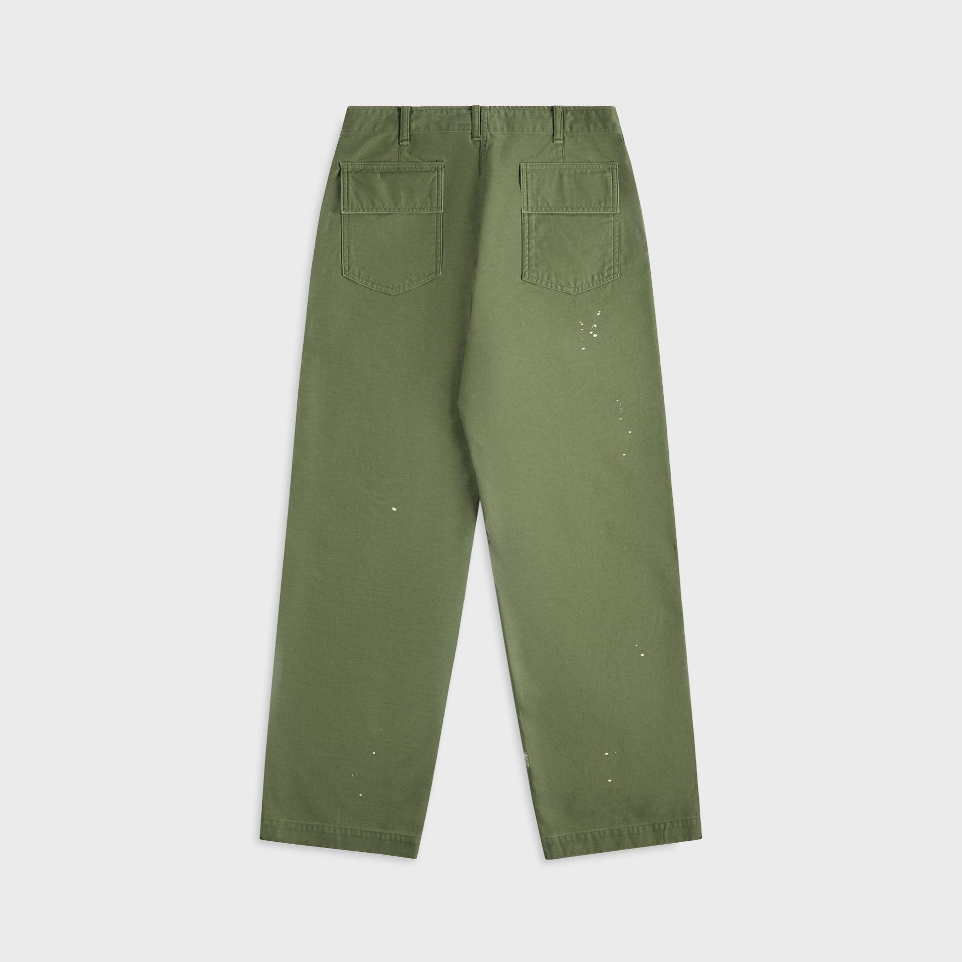 Auralee Washed Baggy Satin Bleached Baker Pants - Olive Green