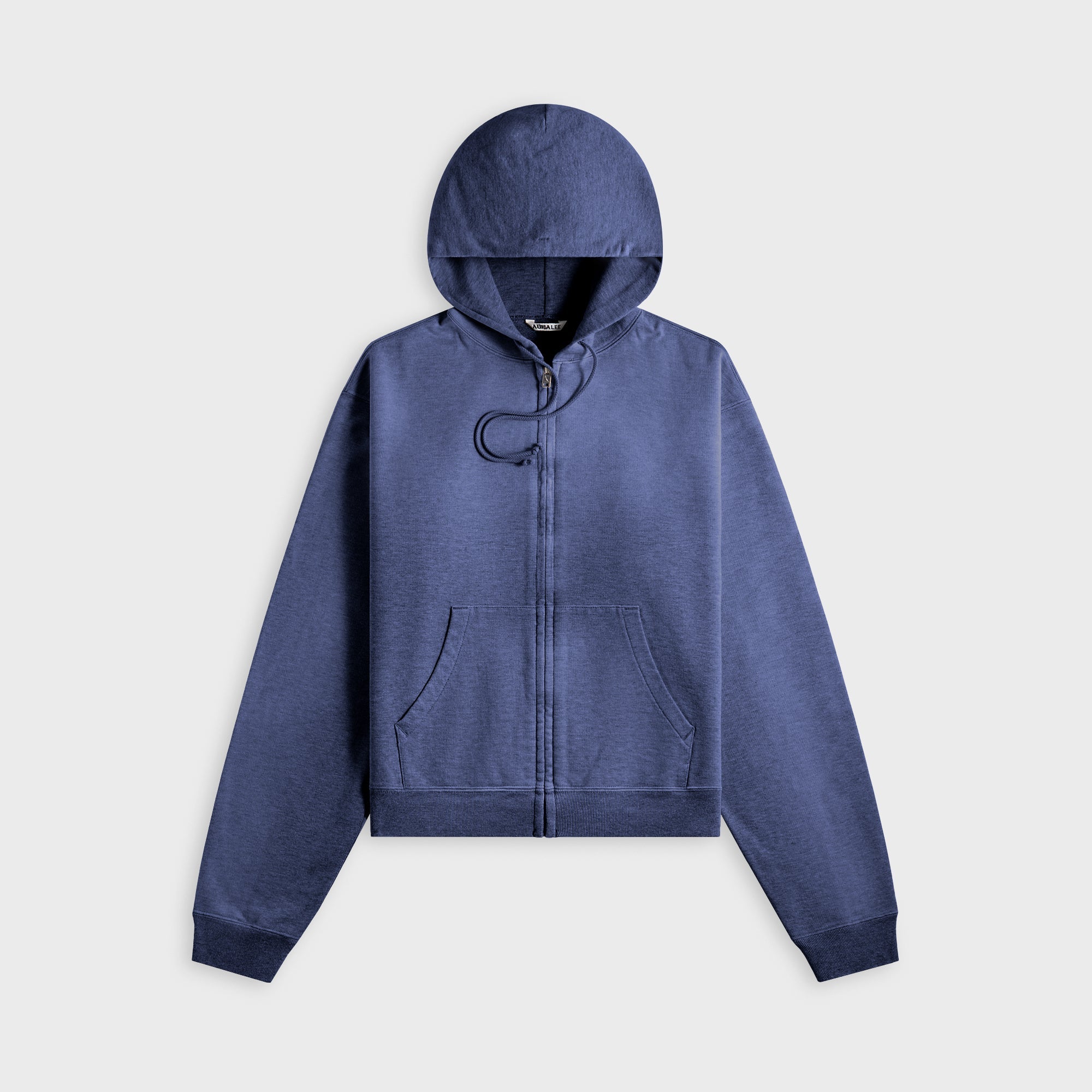 Auralee Product Dyed Pima Light Sweat Zip Parka - Light Navy