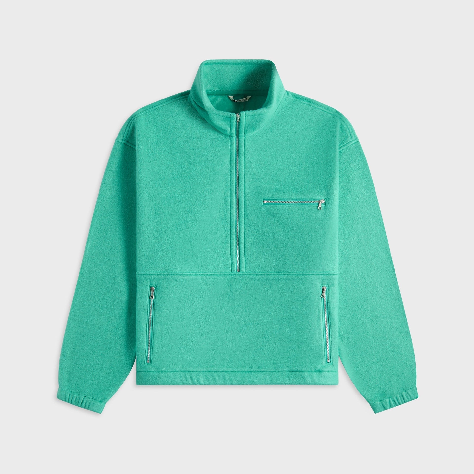 Auralee Pure Silk Comfort Fleece Half Zip Pullover - Jade Green