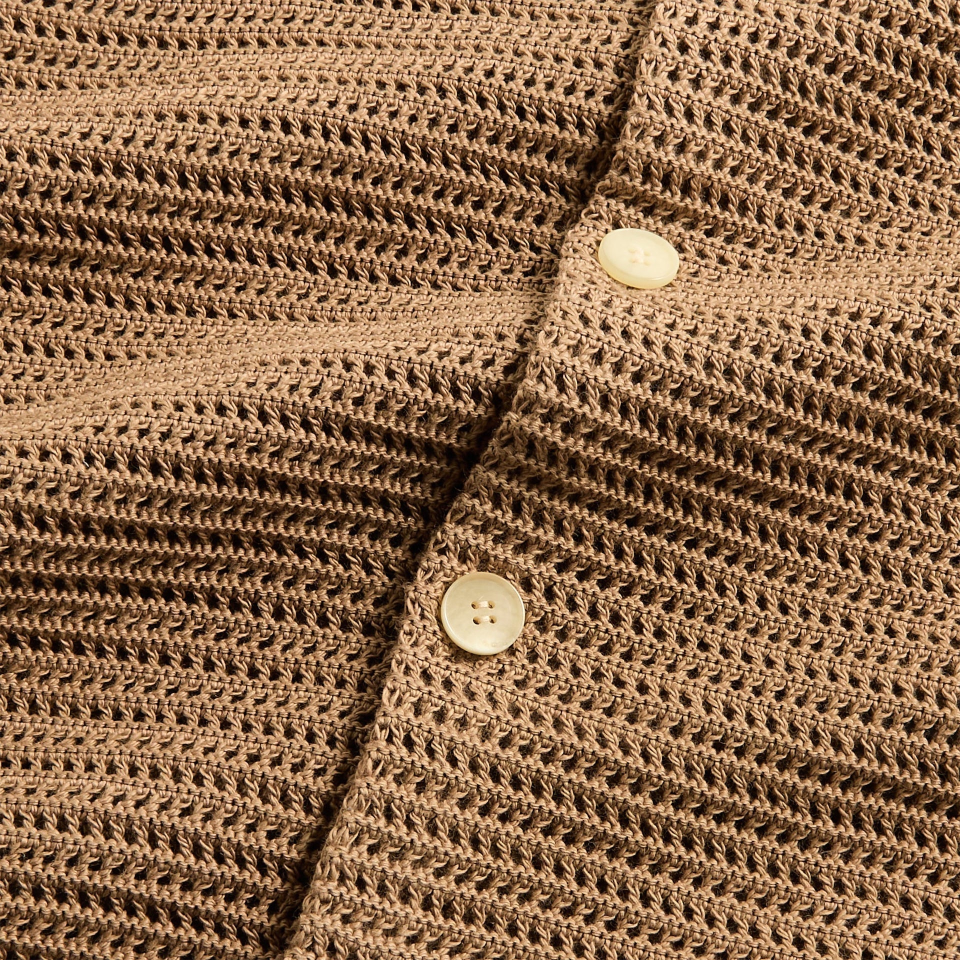Auralee Cotton Mesh Knit Half Sleeved Shirt - Khaki Brown