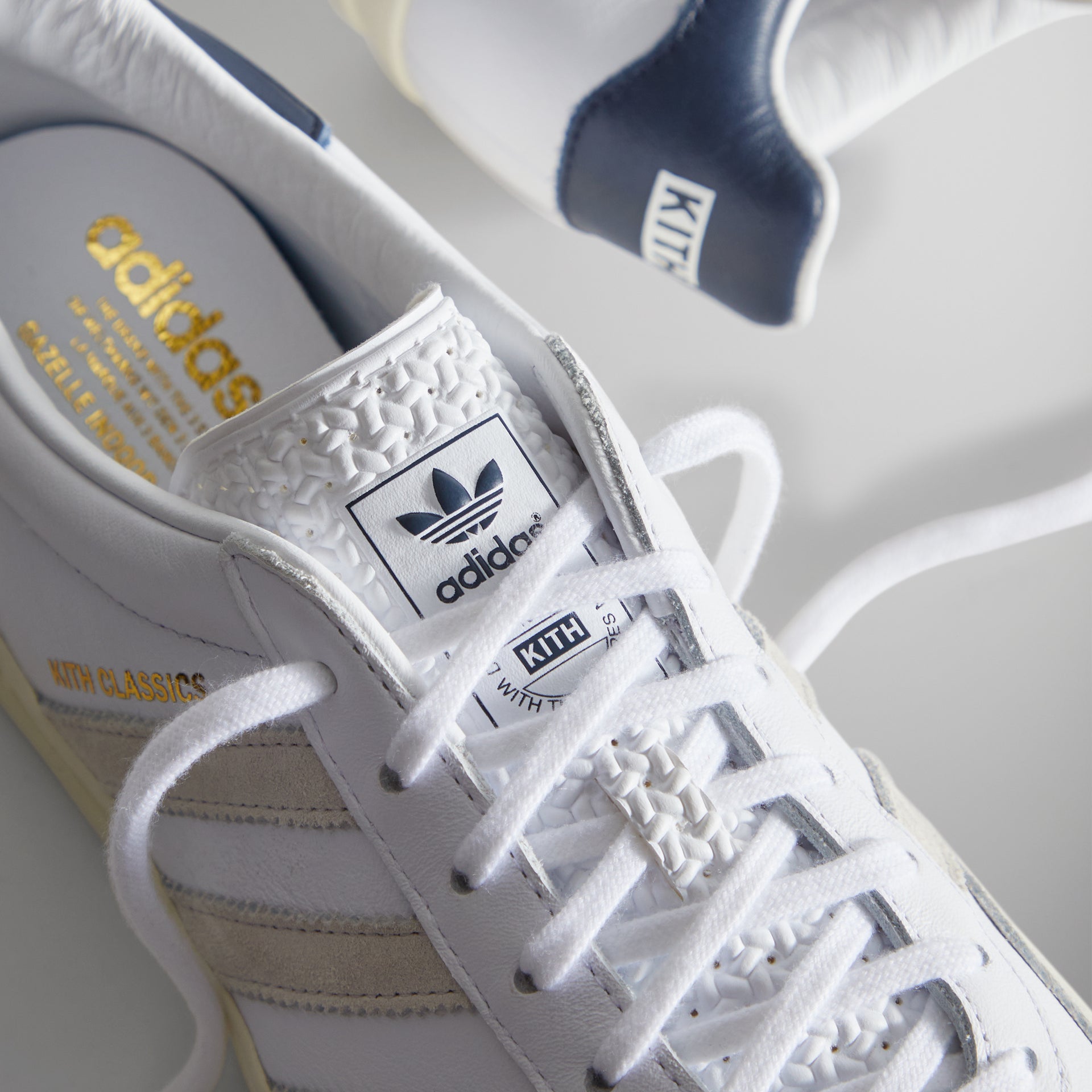 Kith Classics for adidas Originals Gazelle Indoor - White / Collegiate Navy / Off-White