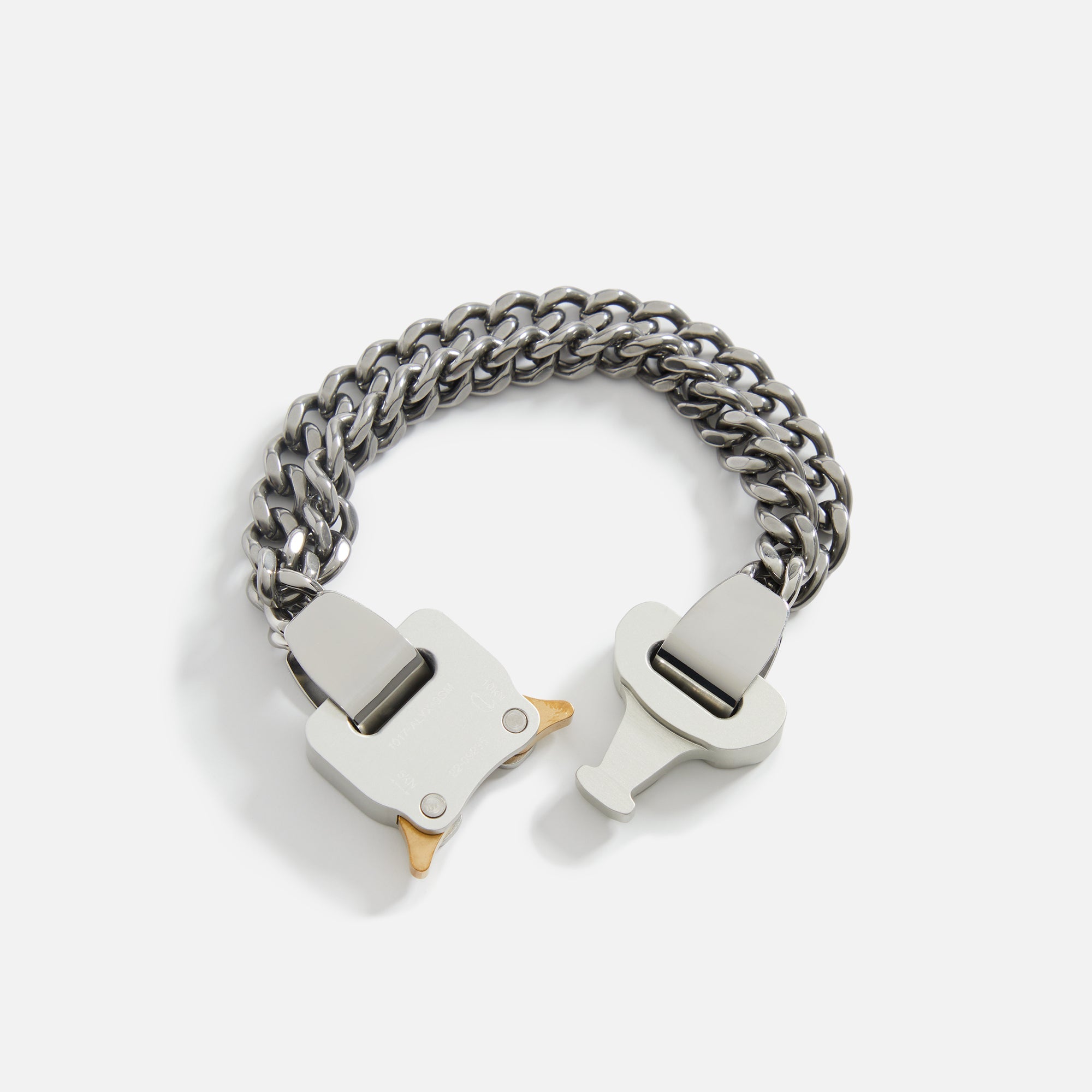 ★ALYX★ l Buckle Bracelet Silver AAUJW0214OT01GRY0002 1017 ALYX 9SM Unisex Rollercoasted Buckle Bracelet, Silver