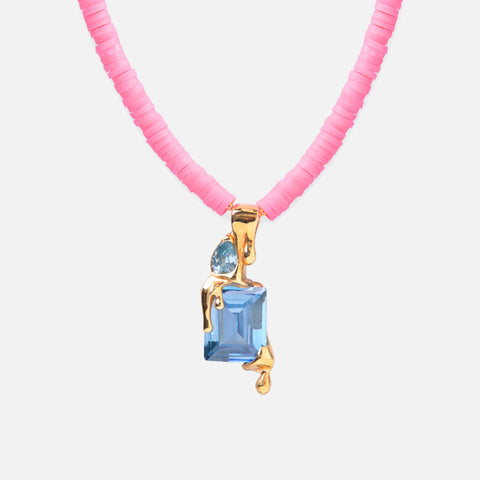 Alan Crocetti Raver Melt Necklace - Sky / Pink Beads