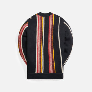 Adish Wool Knit Multi Stripe Sweater - Black
