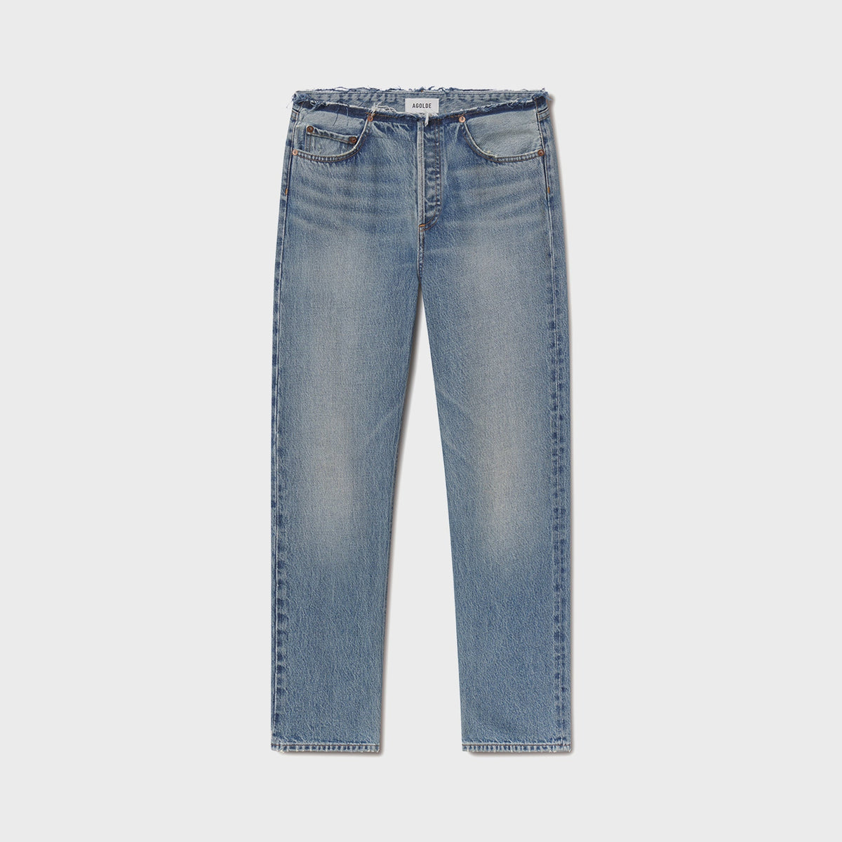 Agolde Frayed Waist Low Rise Ankle Slim Jeans - Rhythmic