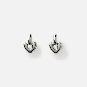 Annika Inez Small Heart Drop Earrings - Silver