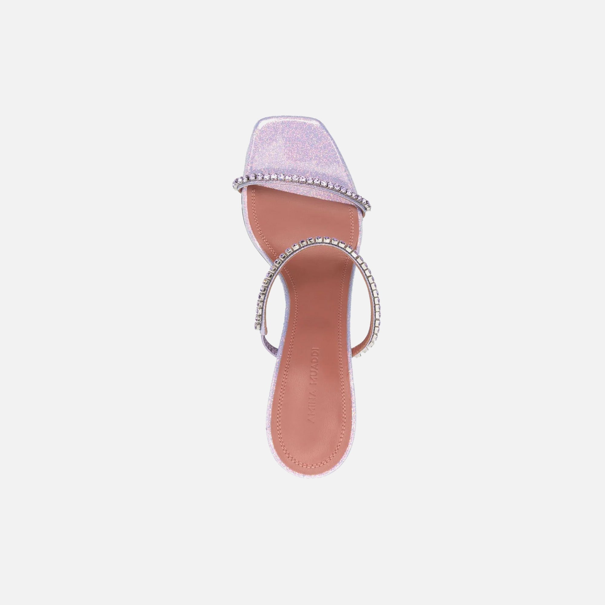Amina Muaddi Gilda Slipper Glitter Sandal - Mermaid / Violet