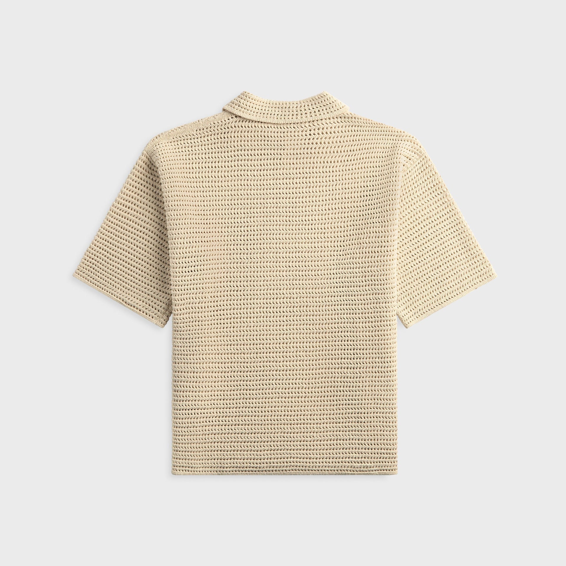 Auralee Tussah Silk Cotton Mesh Knit Skipper Polo - Ivory