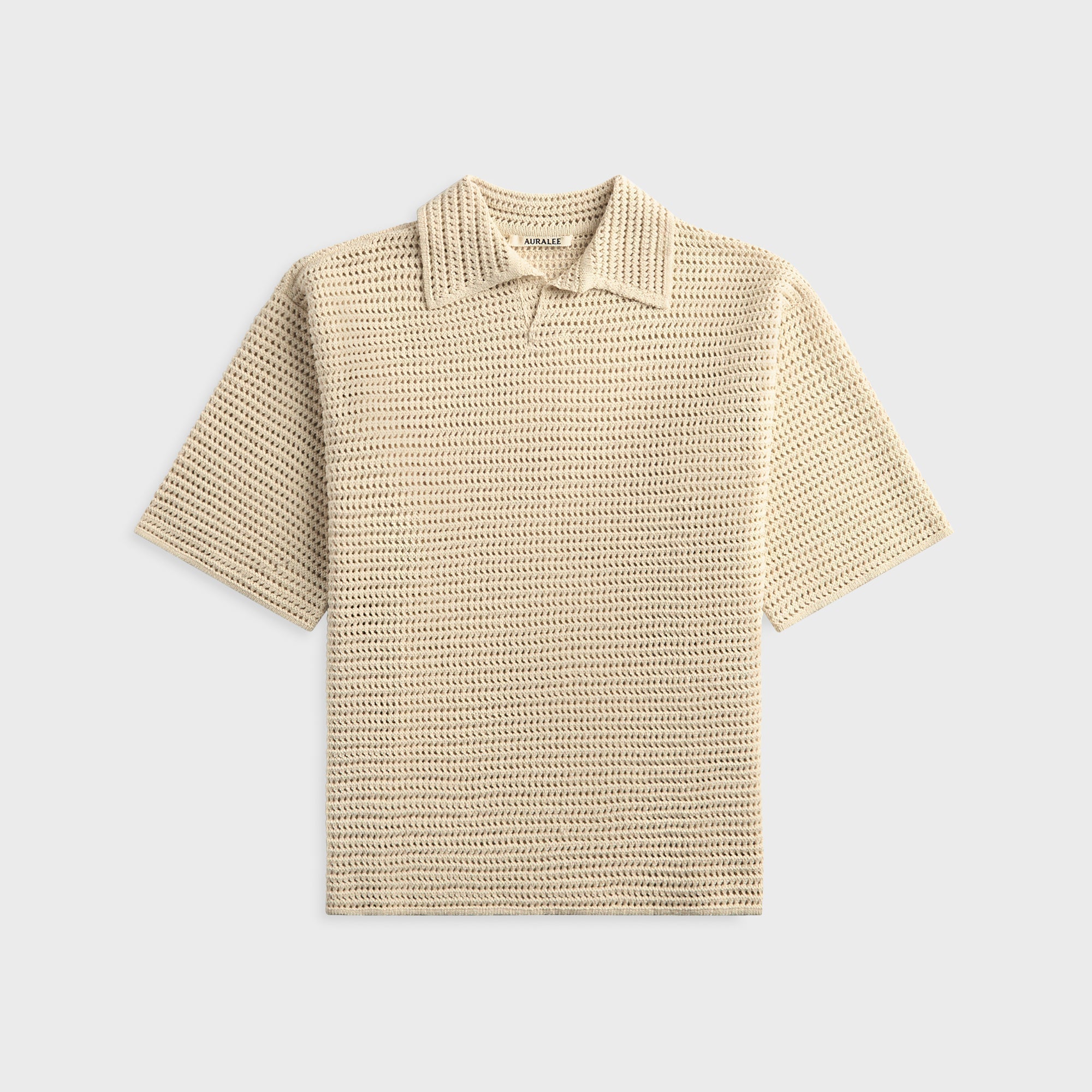 トップス AURALEE COTTON SILK KNIT 26ss Auralee Tussah Silk Cotton Mesh Knit Skipper Polo - Ivory – Kith