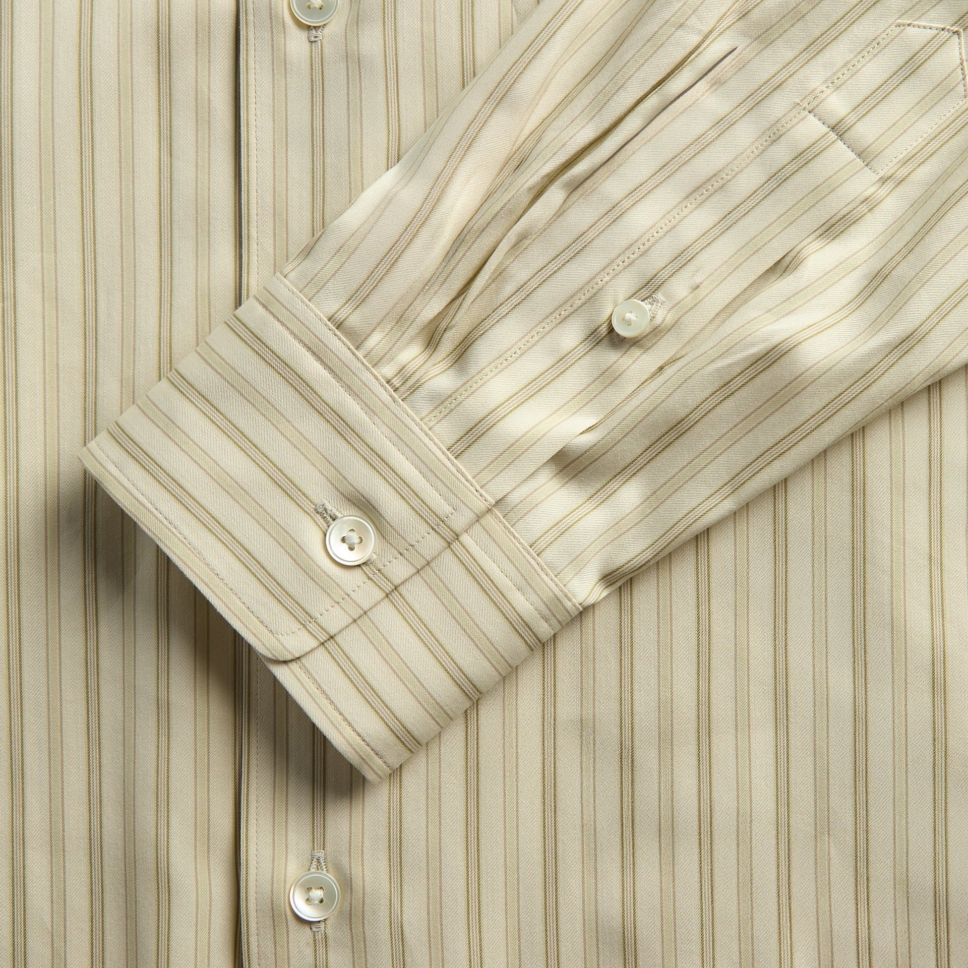 Auralee Cotton Silk Stripe Double Cuff Shirt - White