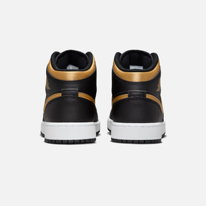 Jordan GS Air Jordan 1 Mid - Black / Metallic Gold / White