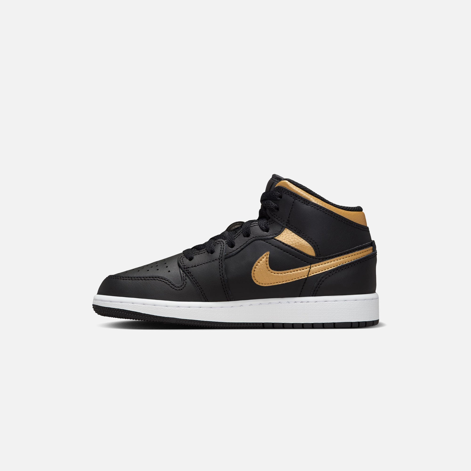 Nike Air Jordan 1 Mid SE GS AJ1 Black Metallic Silver Kids