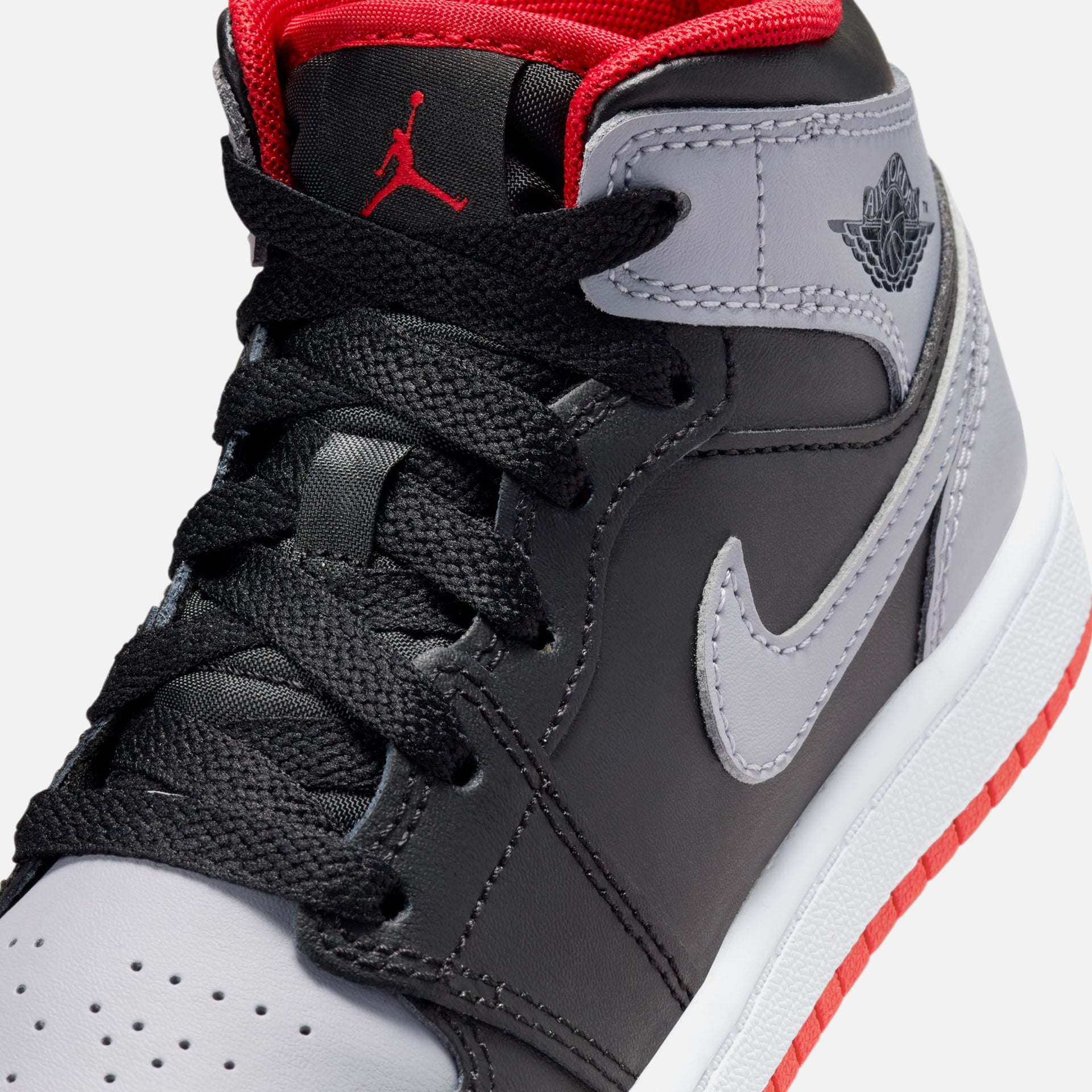 Jordan PS Air Jordan 1 Mid - Black / Cement Grey / Fire Red White