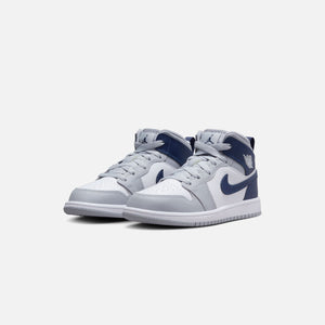 Jordan PS Air Jordan 1 Mid - White / Midnight Navy / Wolf Grey