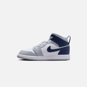 Jordan PS Air Jordan 1 Mid - White / Midnight Navy / Wolf Grey