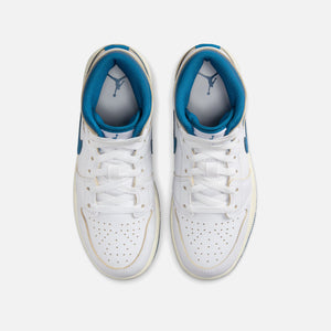 Jordan GS Air Jordan 1 Mid SE - White / Industrial Blue / Sail