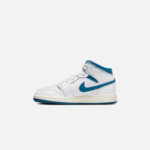 Jordan GS Air Jordan 1 Mid SE - White / Industrial Blue / Sail