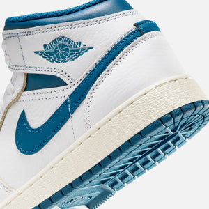 Jordan GS Air Jordan 1 Mid SE - White / Industrial Blue / Sail