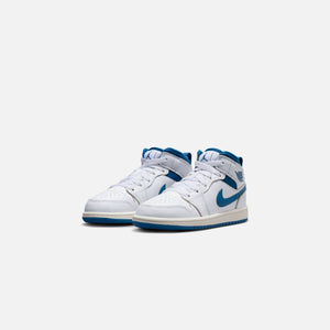 Jordan PS Air Jordan 1 Mid SE - White / Industrial Blue / Sail