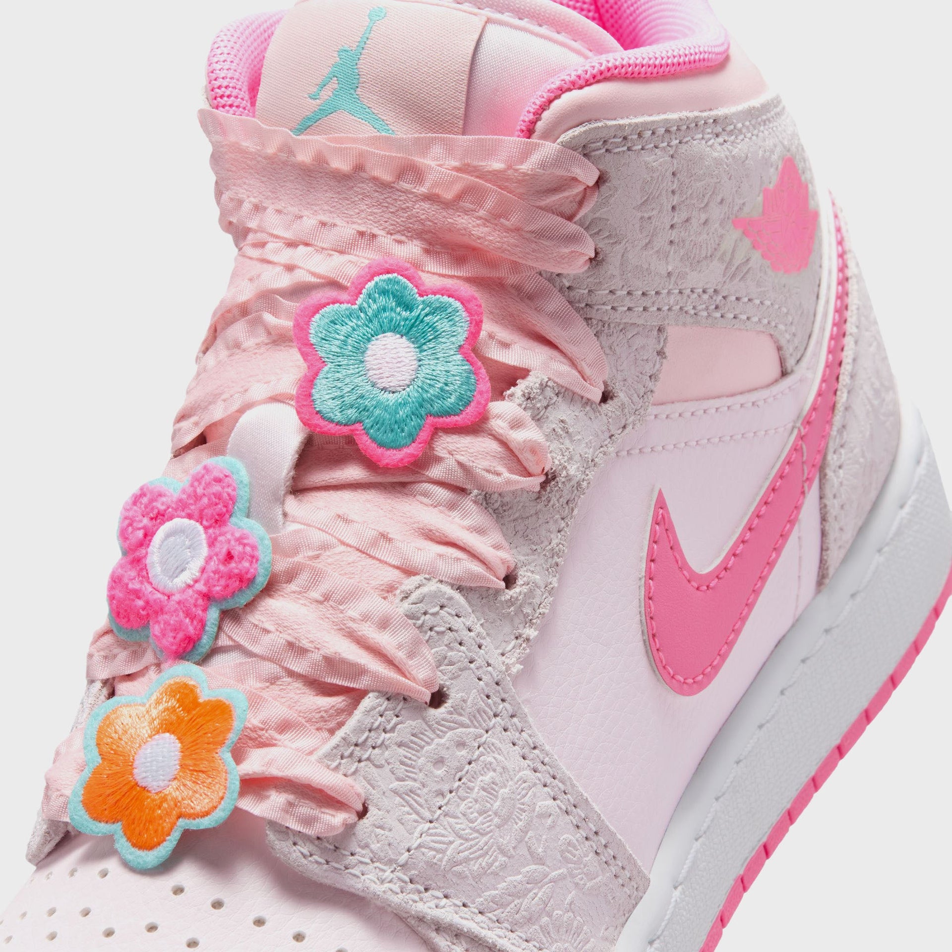 Jordan GS Air Jordan 1 Mid Alt SE - Vast Grey / Pink Glow / Sail / Pink Bloom
